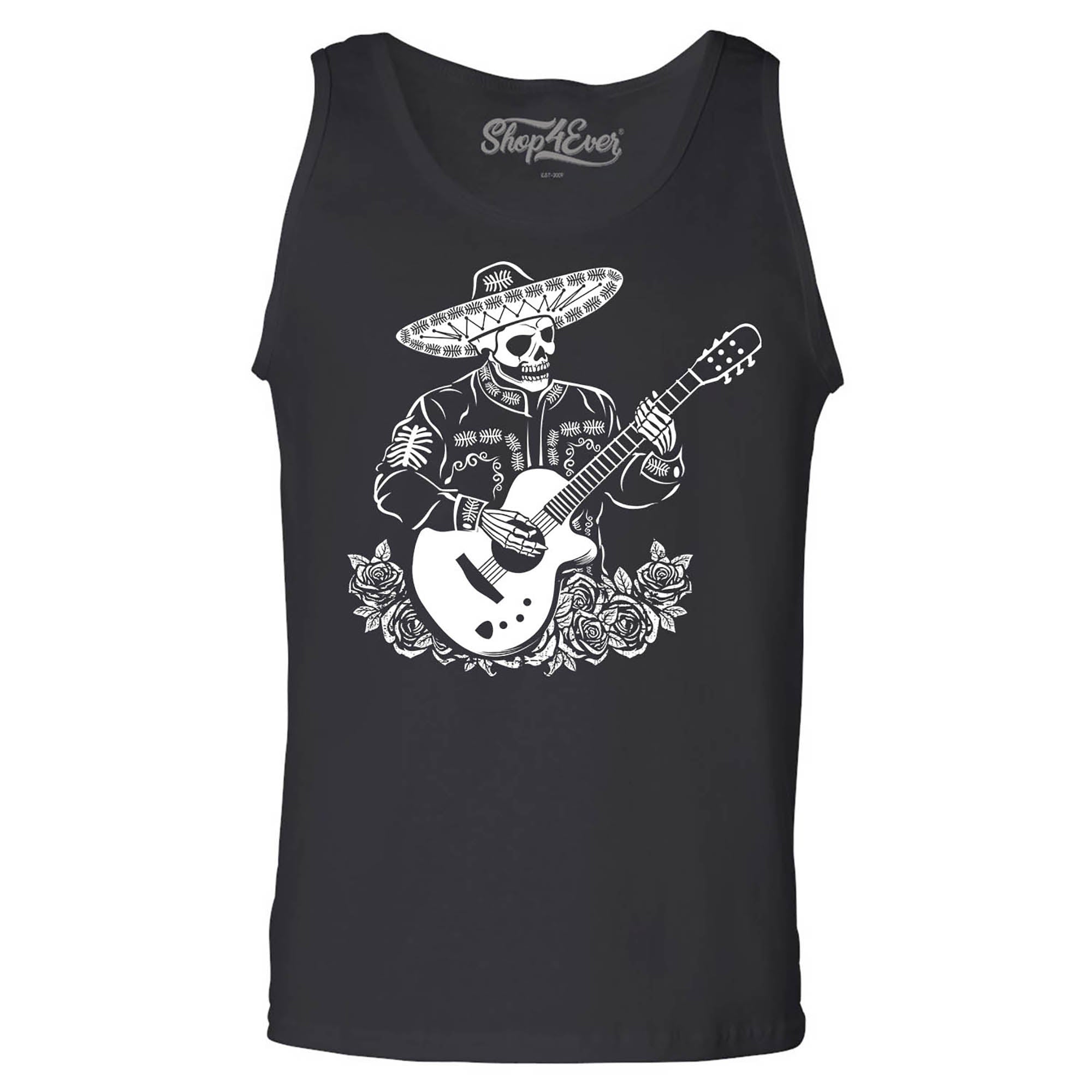 Mariachi Skeleton Playing Guitar Day of The Dead Men's Tank Top