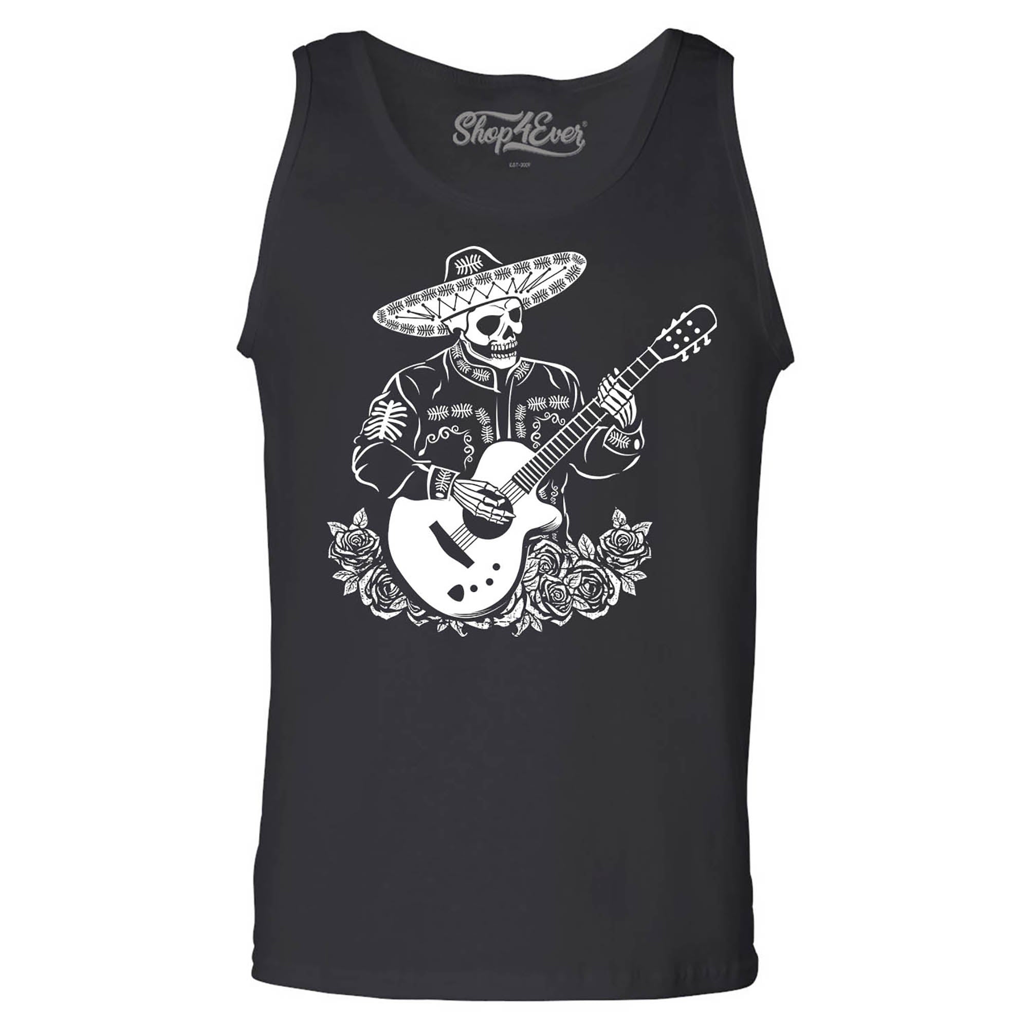 Mariachi Skeleton Playing Guitar Day of The Dead Men's Tank Top