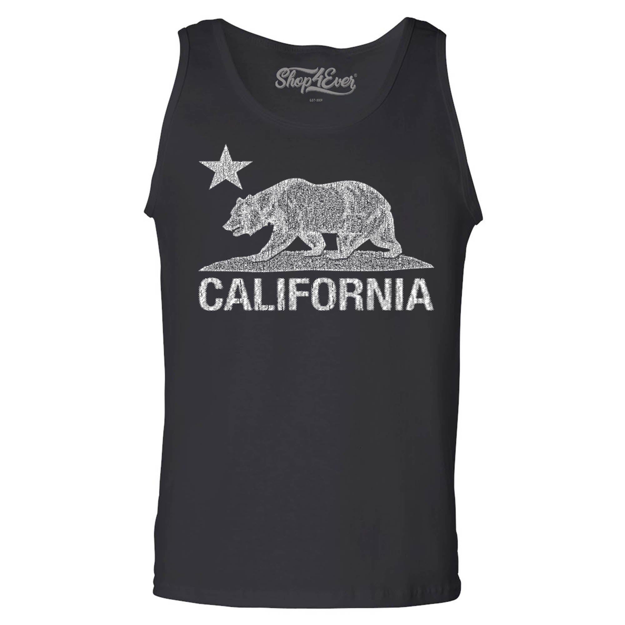California Distressed White Bear Men's Tank Top Cali Tank Tops