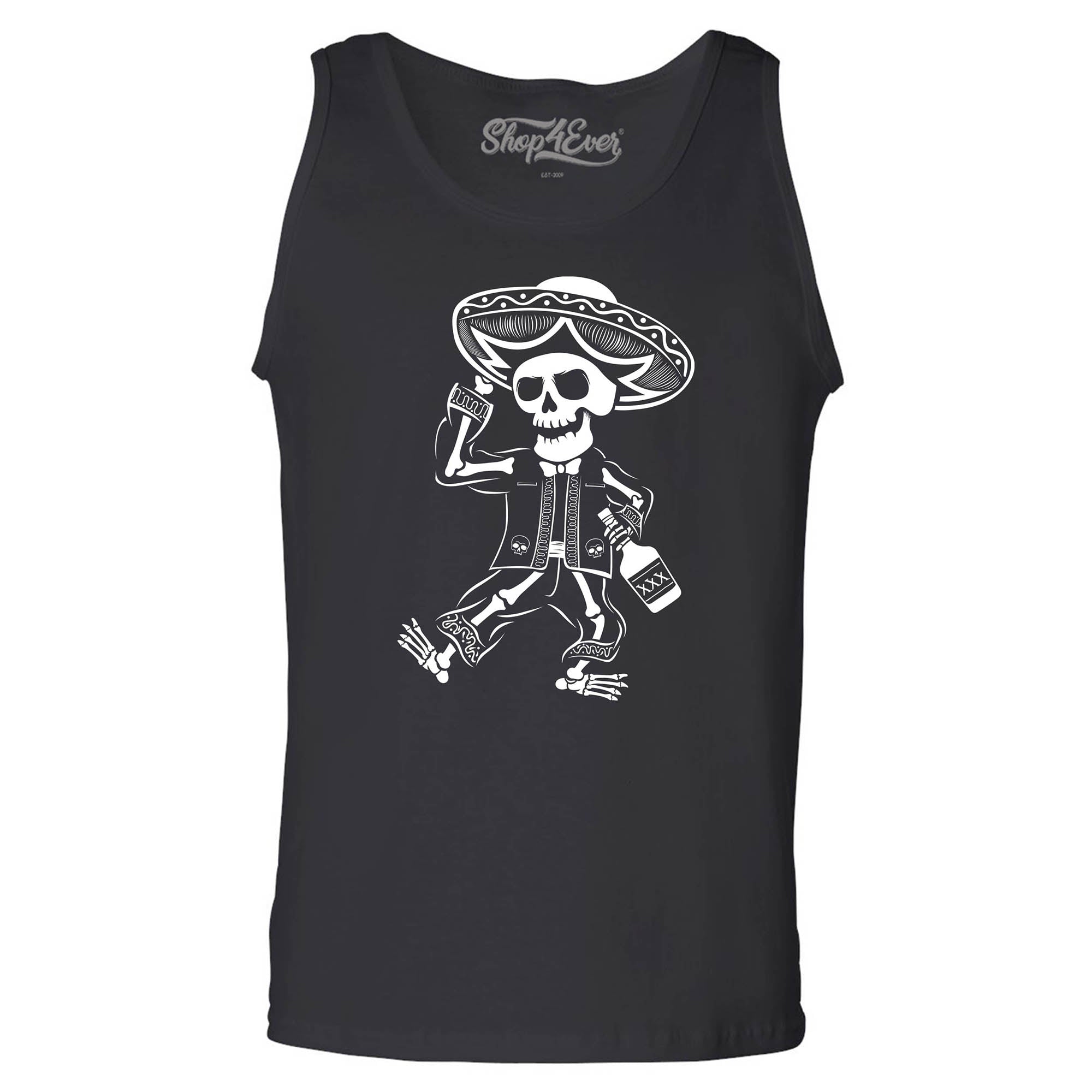 Drunk Mariachi Skeleton Day of The Dead Men's Tank Top