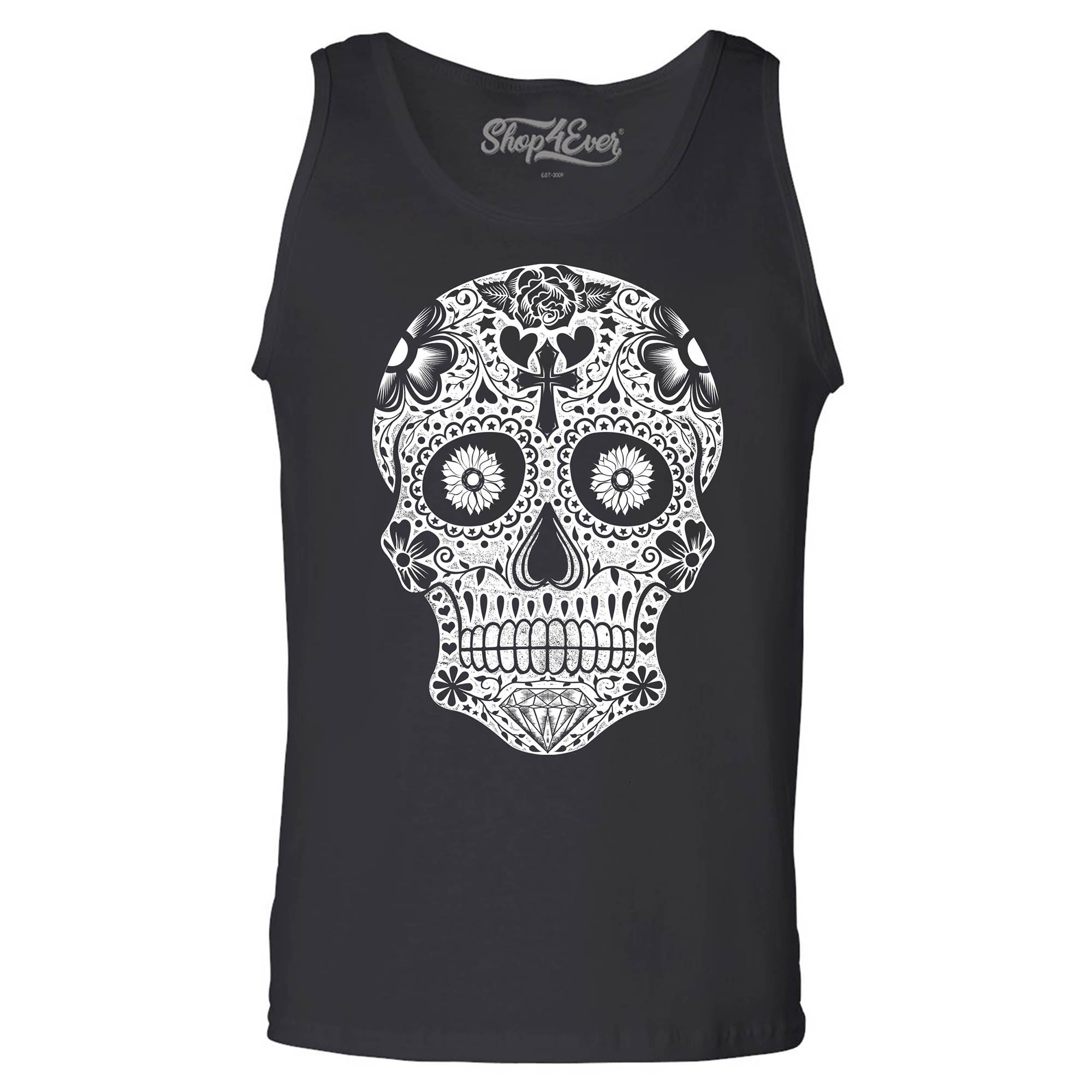 Day of The Dead White Skull Men's Tank Top