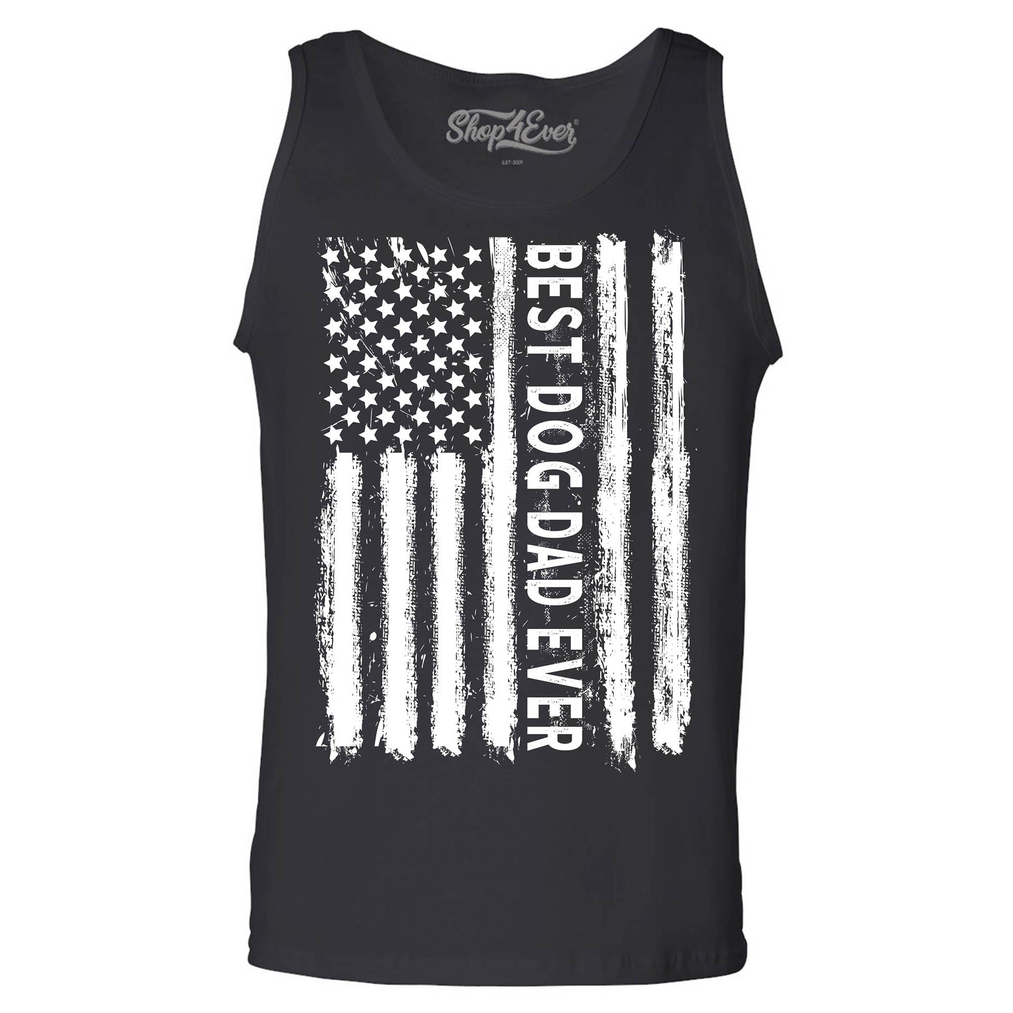Best Dog Dad Ever American Flag Patriotic Men's Tank Top