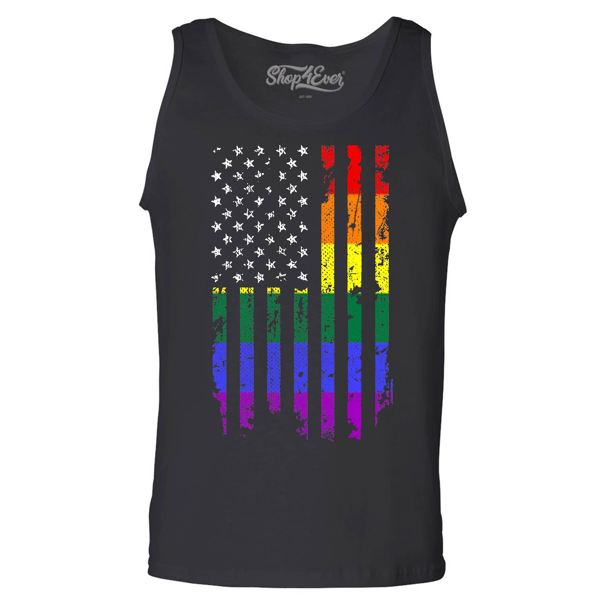 Distressed Rainbow Flag Men's Tank Top Gay Pride Tank Tops
