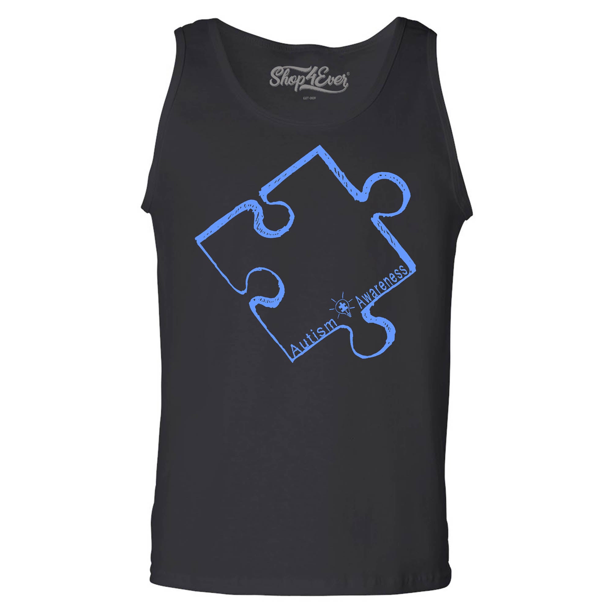 Blue Puzzle Piece Men's Tank Top Autism Awareness Tank Tops