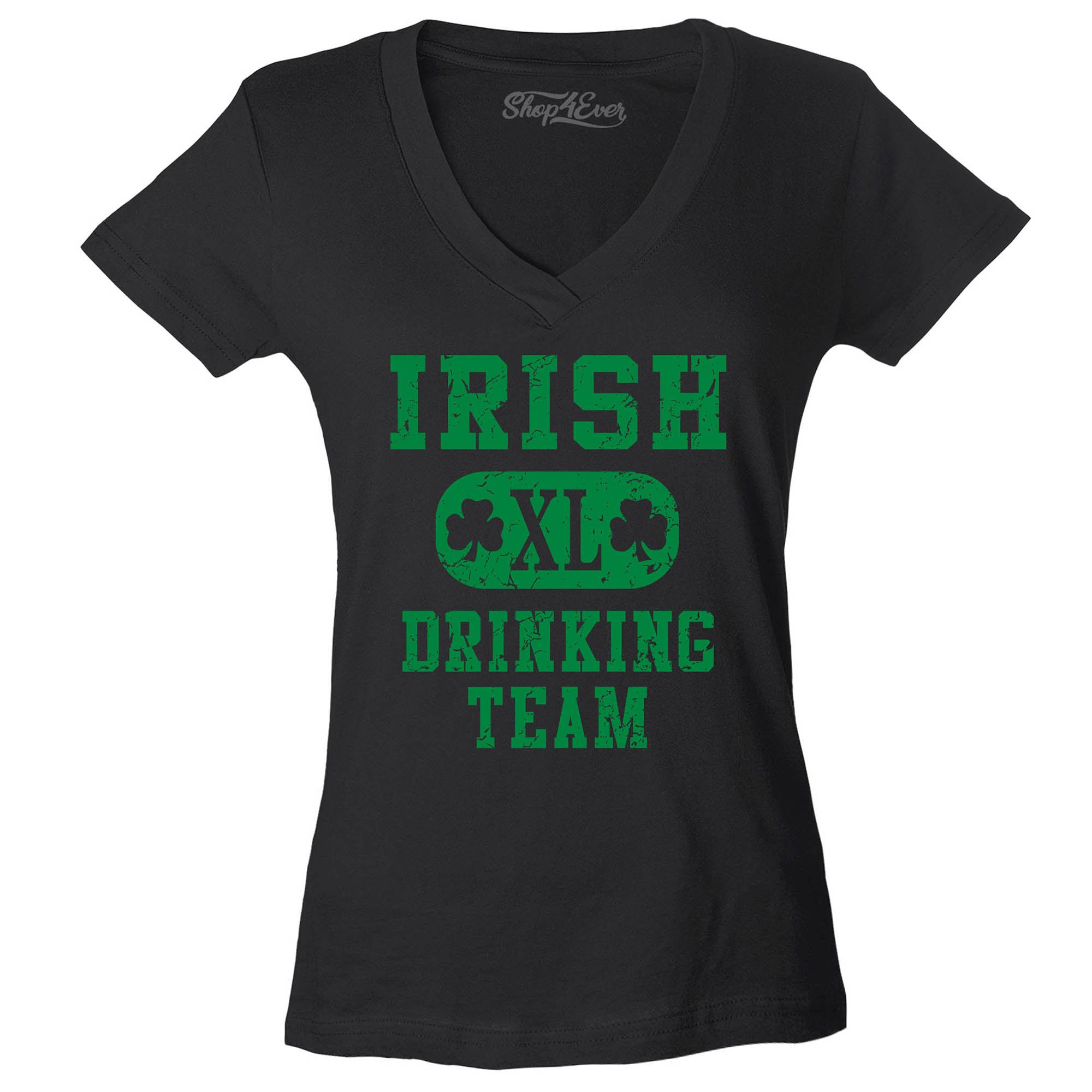 Irish Drinking Team Women's V-Neck T-Shirt St. Patrick's Day Shirts Slim FIT