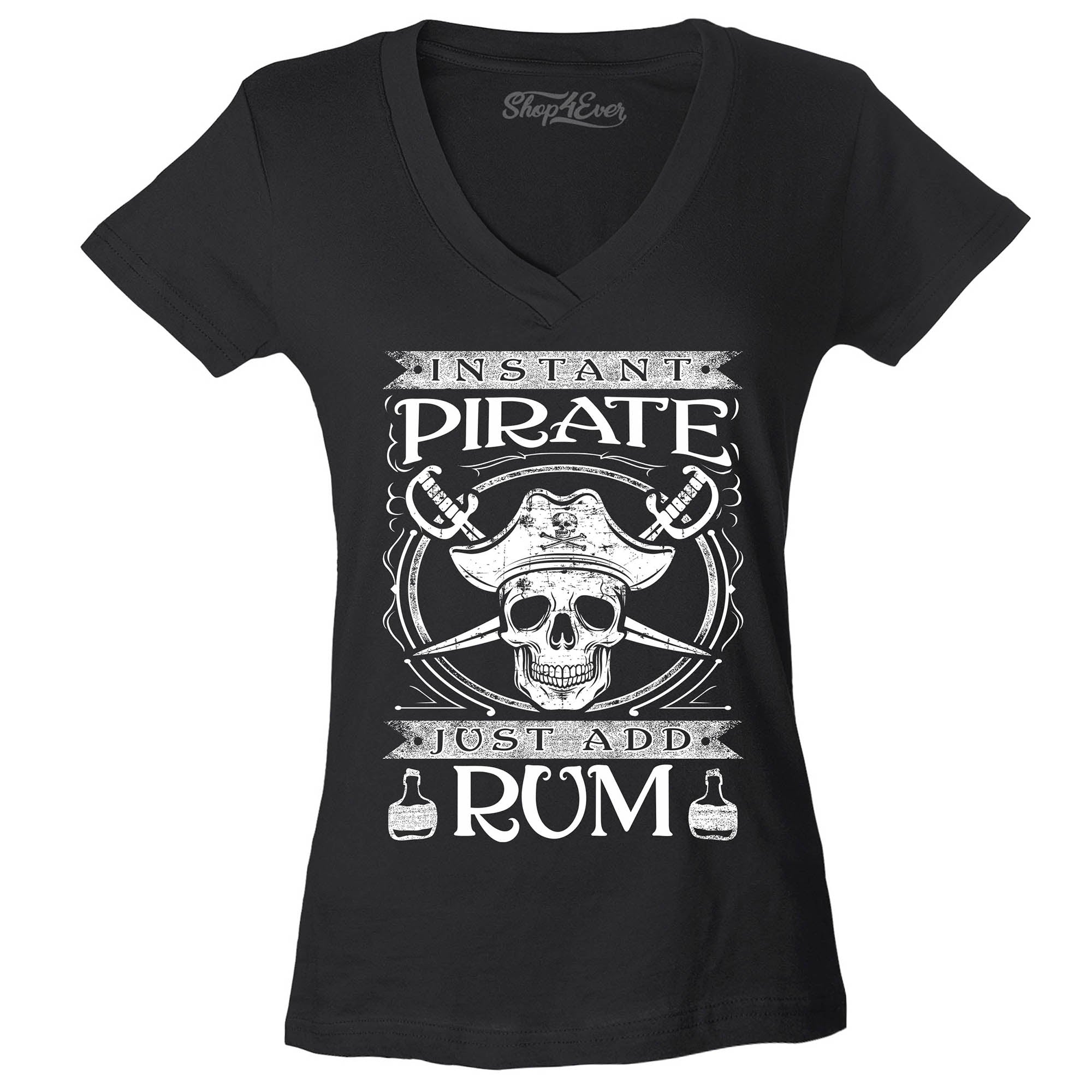 Instant Pirate Just Add Rum Women's V-Neck T-Shirt Slim Fit