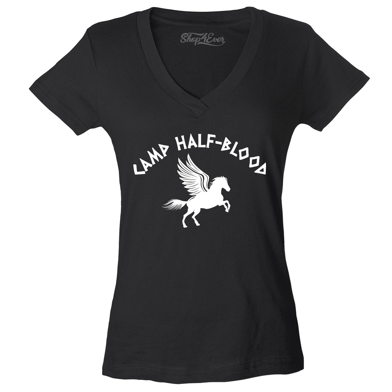 Camp Half Blood White Women's V-Neck T-Shirt Slim FIT