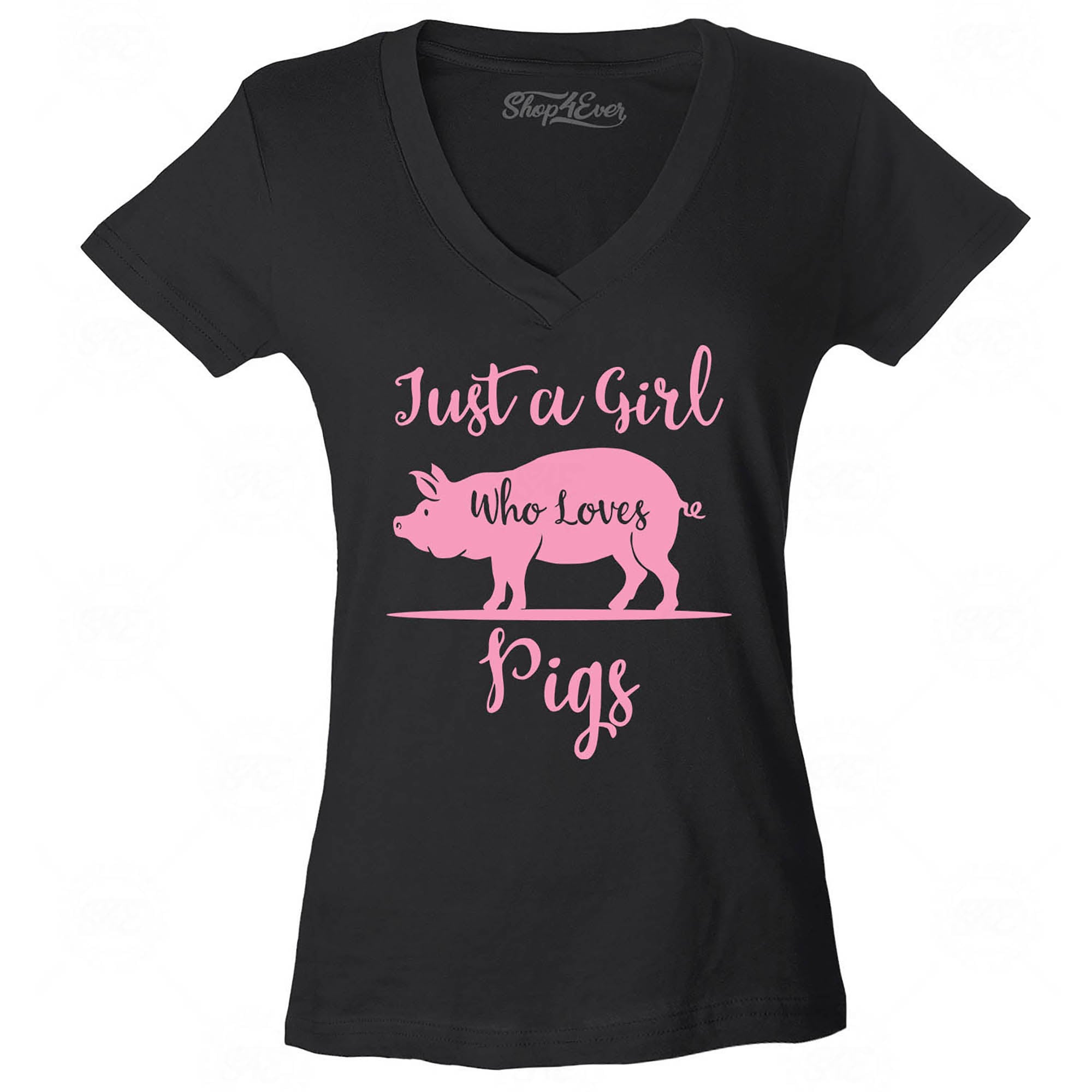 Just A Girl Who Loves Pigs Women's V-Neck T-Shirt Slim Fit