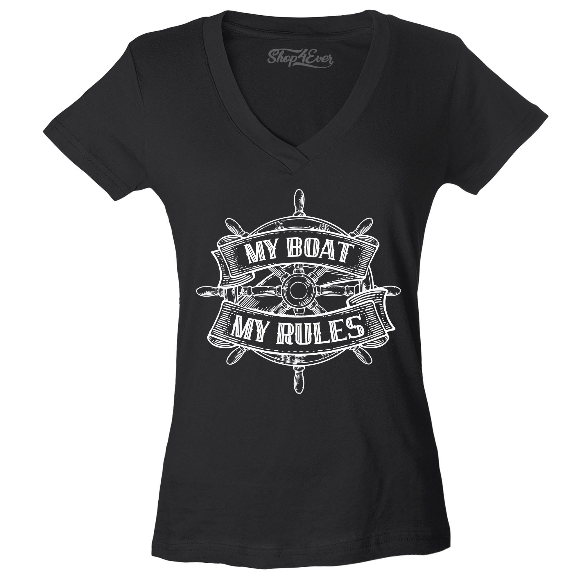 My Boat My Rules Women's V-Neck T-Shirt Slim Fit
