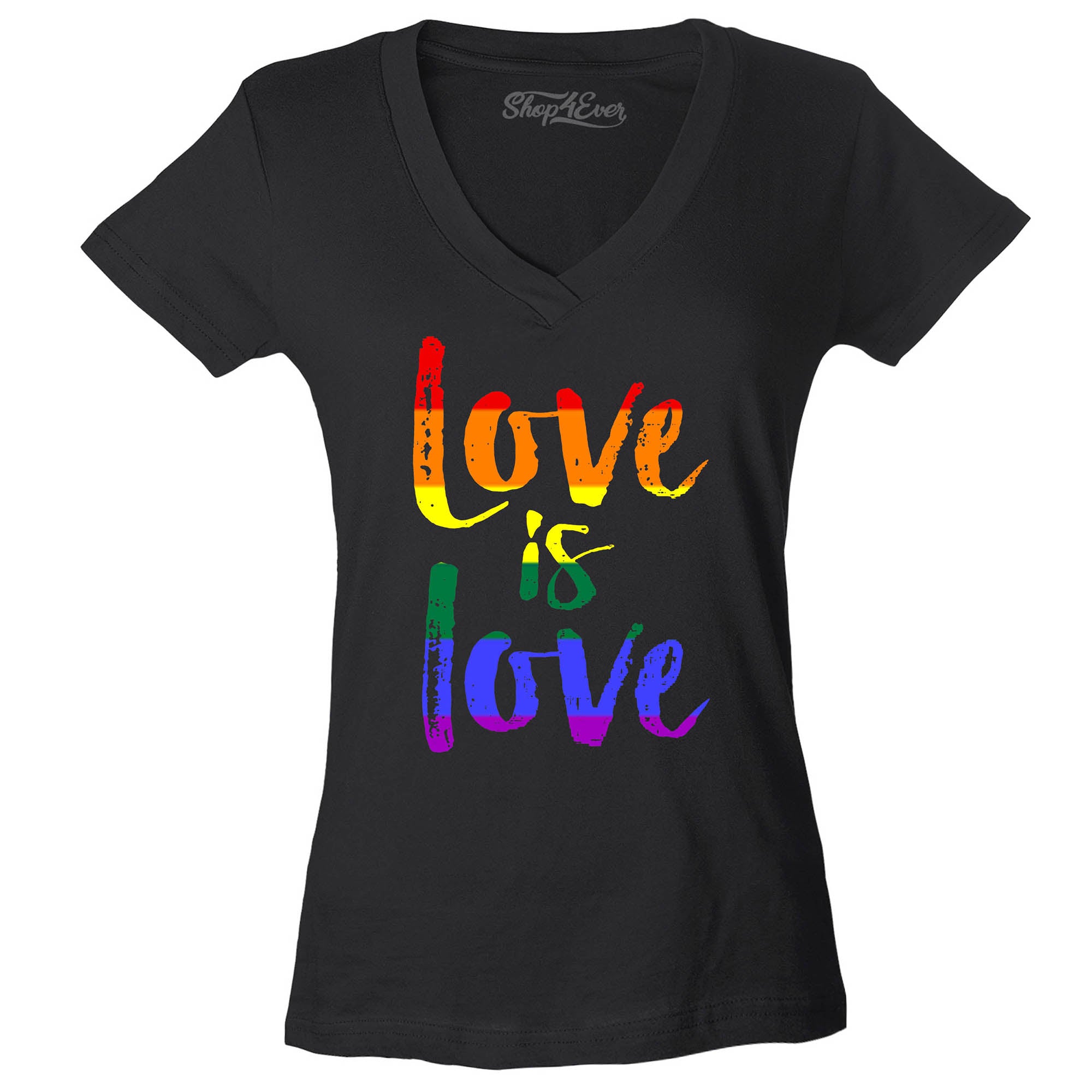 Love is Love Women's V-Neck T-Shirt Gay Pride Shirts Slim FIT