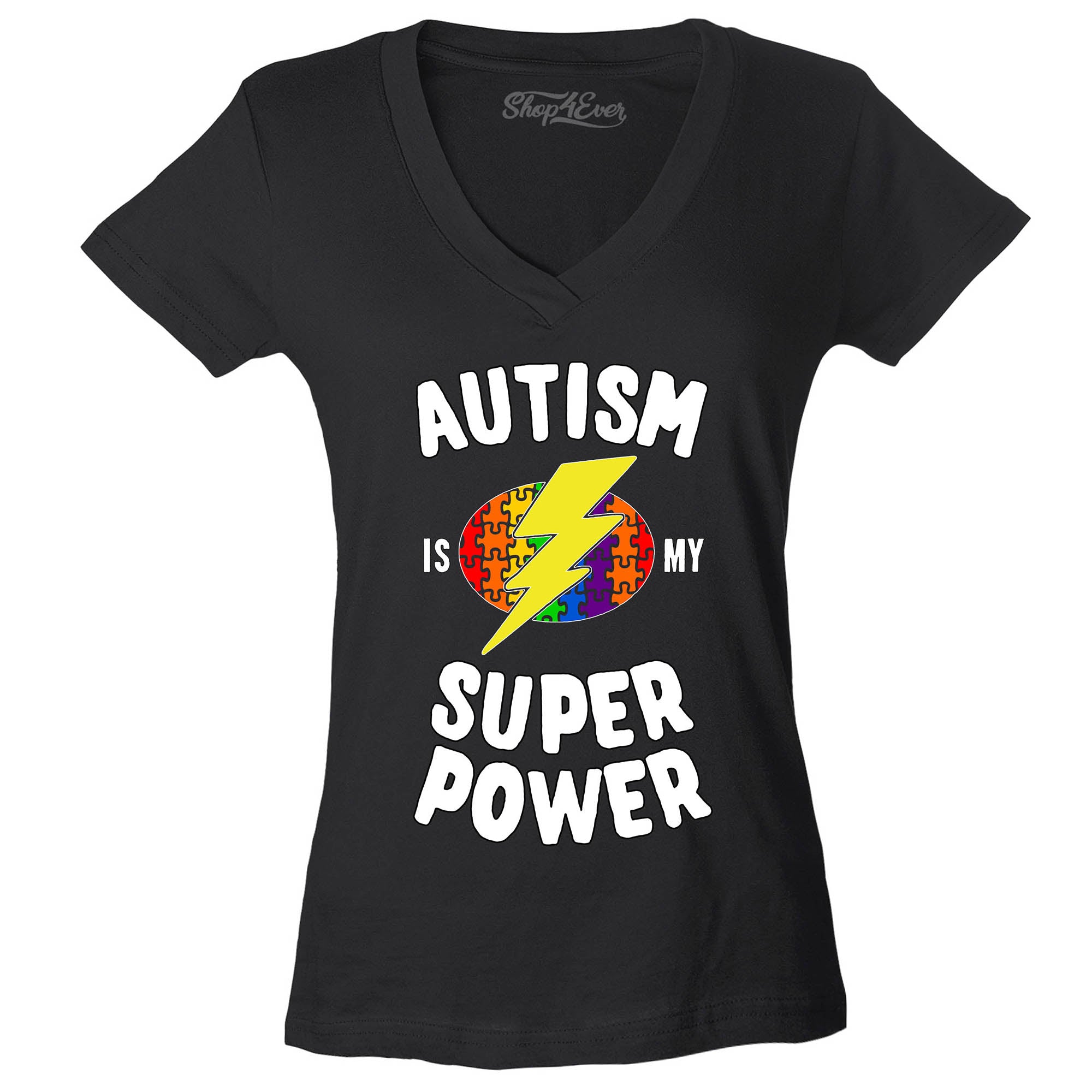 Autism is My Super Power Women's V-Neck T-Shirt Autism Awareness Shirts