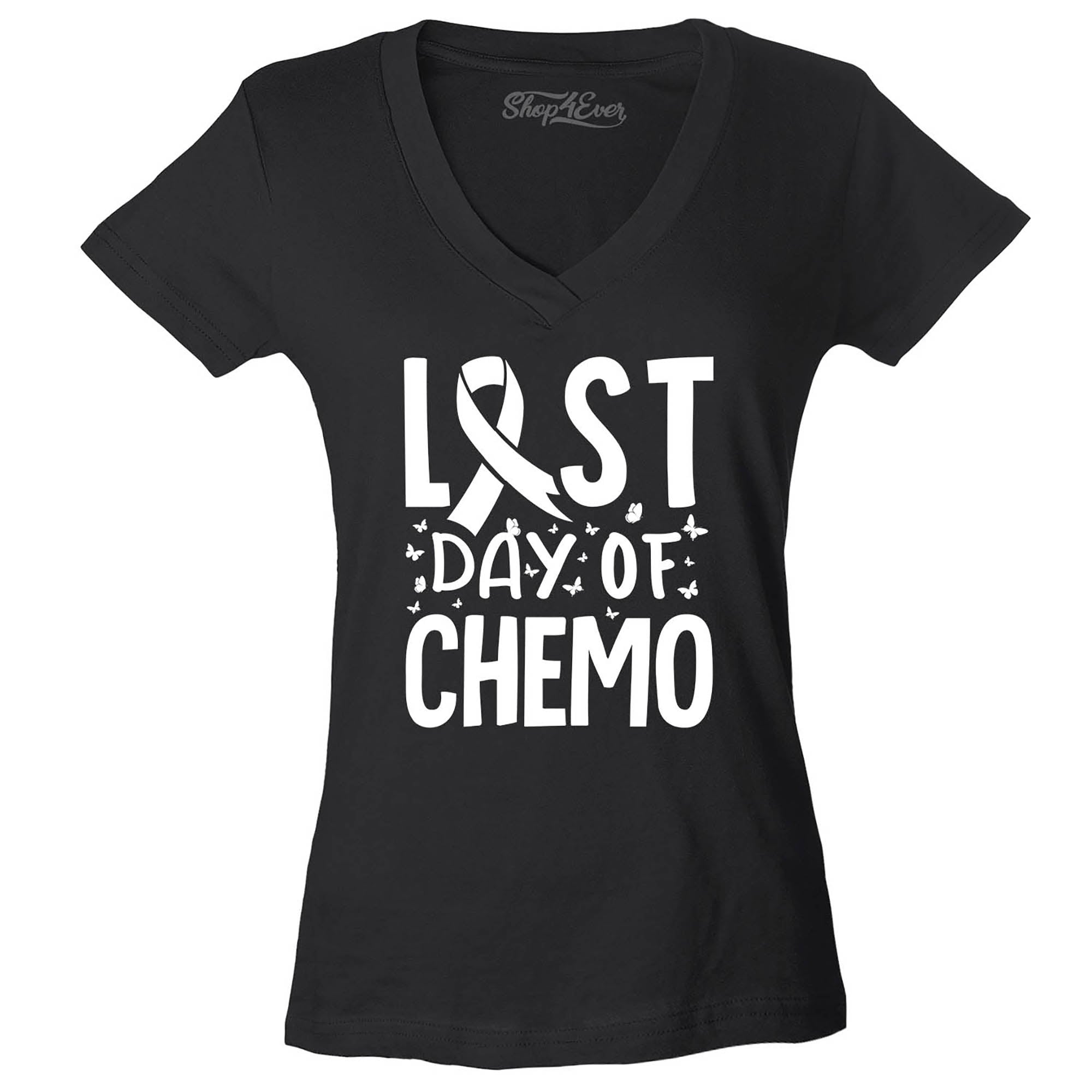 Last Day of Chemo Celebrate Cancer Survivor Women's V-Neck T-Shirt Slim Fit