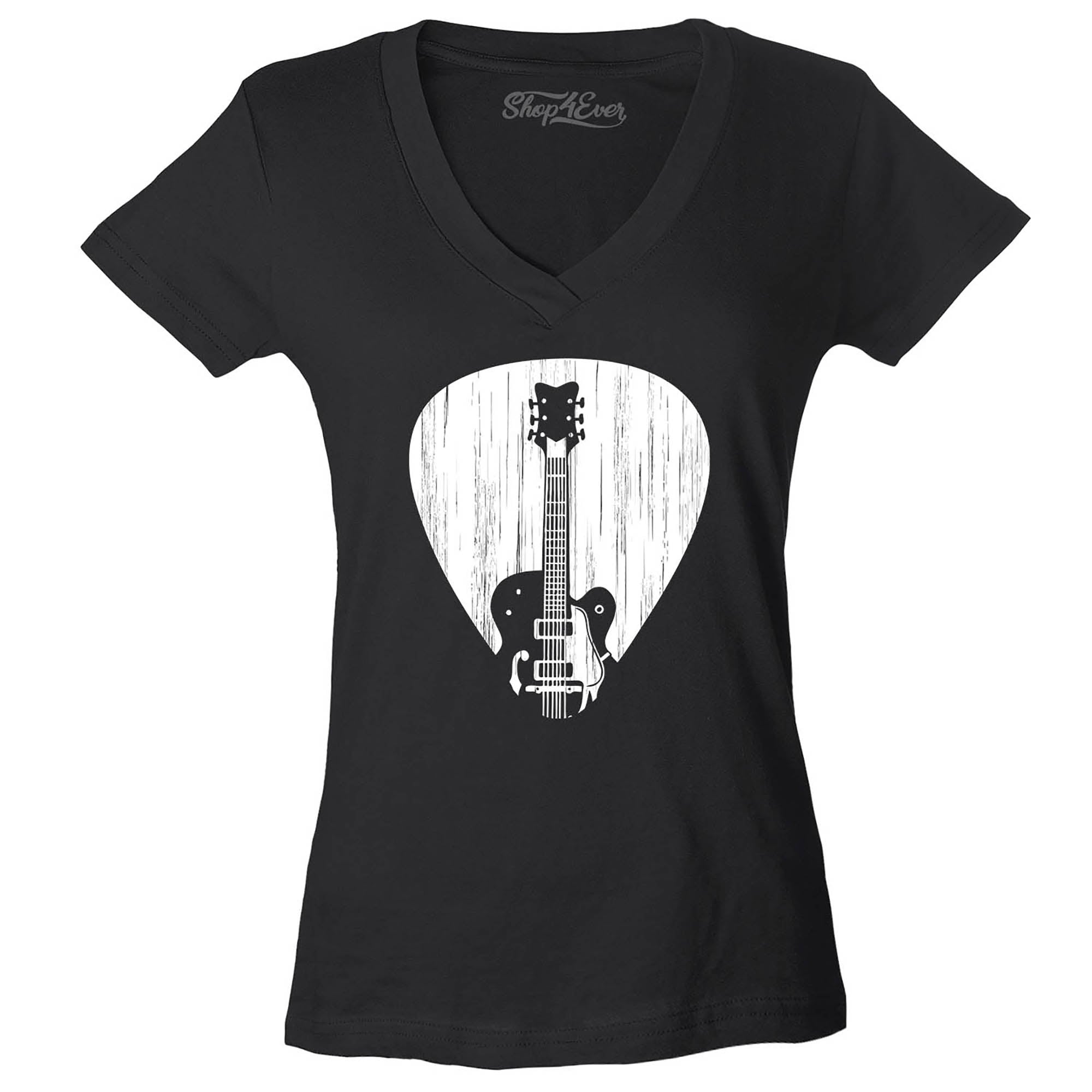 Electric Guitar Pick Musician Women's V-Neck T-Shirt Slim Fit