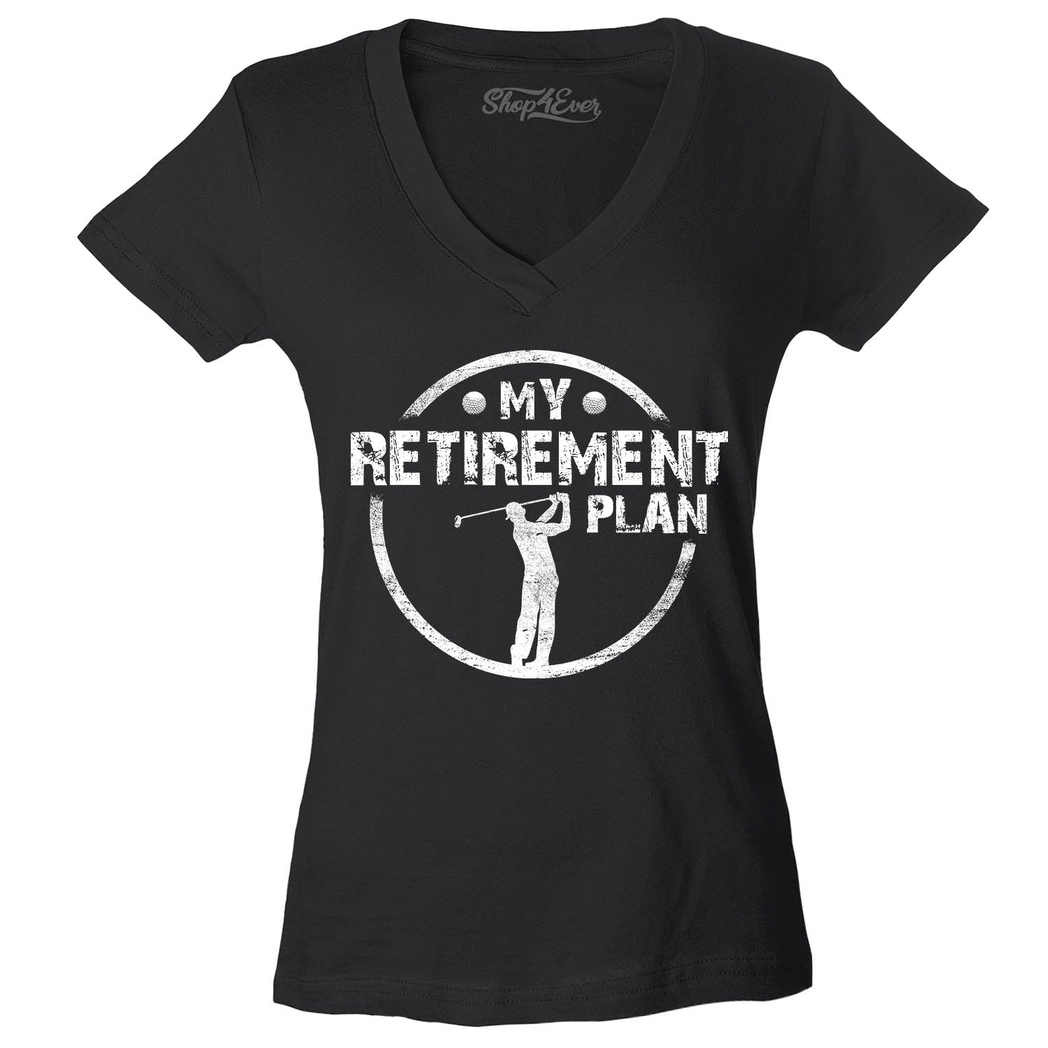 My Retirement Plan Golfing Women's V-Neck T-Shirt Slim Fit