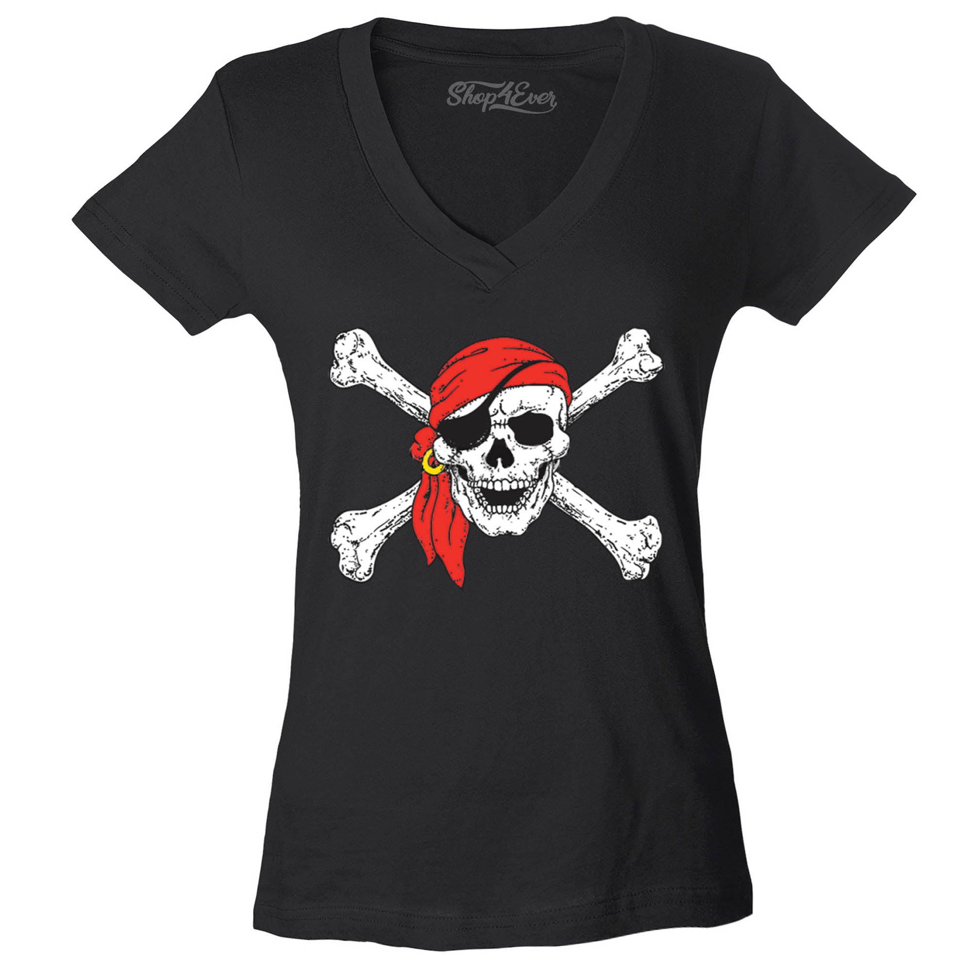 Pirate Buccaneer Costume Women's V-Neck T-Shirt Slim FIT