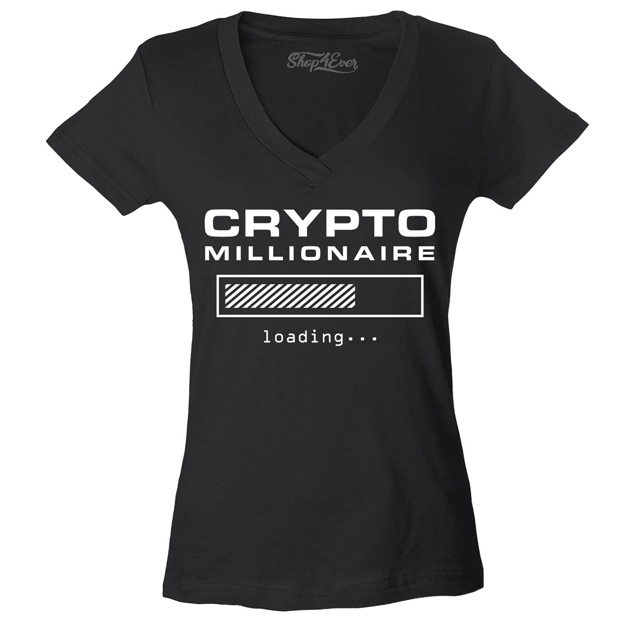 Crypto Millionaire Loading… Women's V-Neck T-Shirt Slim Fit