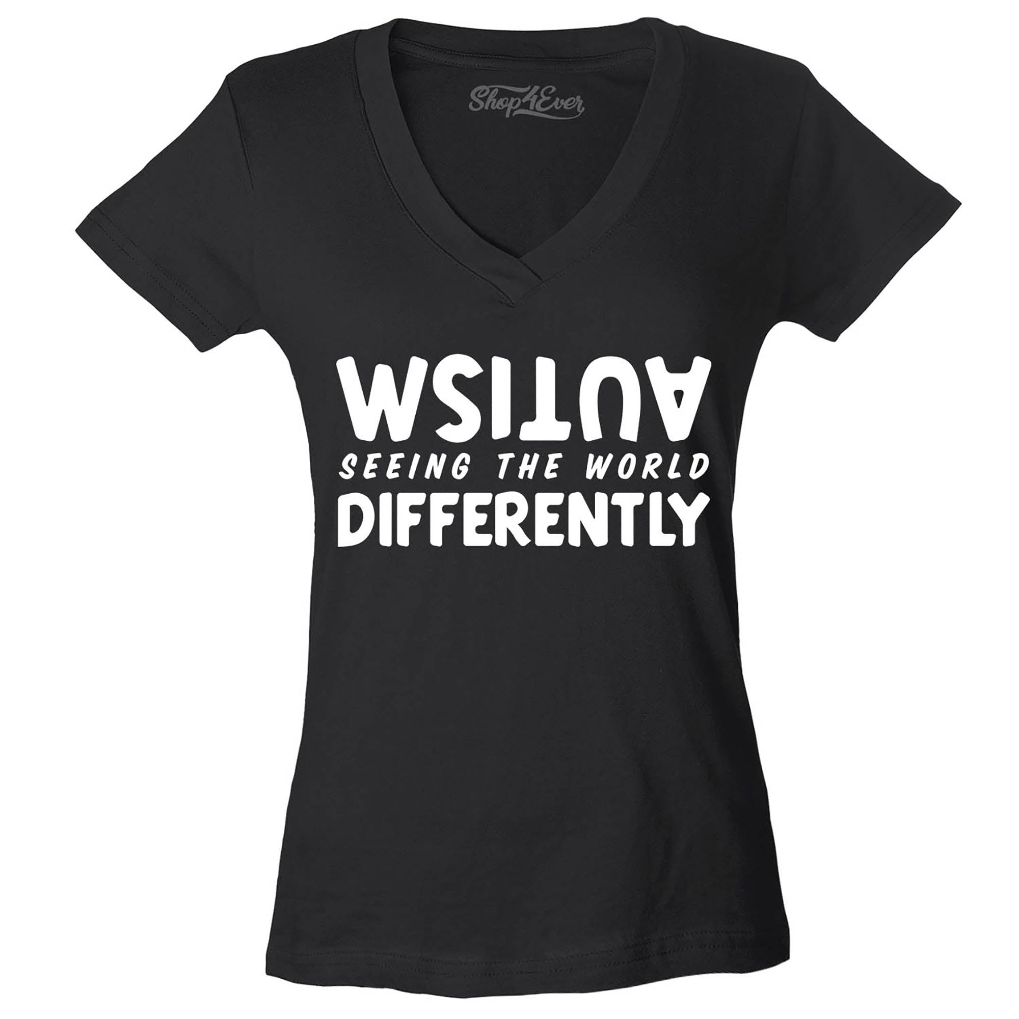 Autism Seeing The World Differently Women's V-Neck T-Shirt Slim Fit