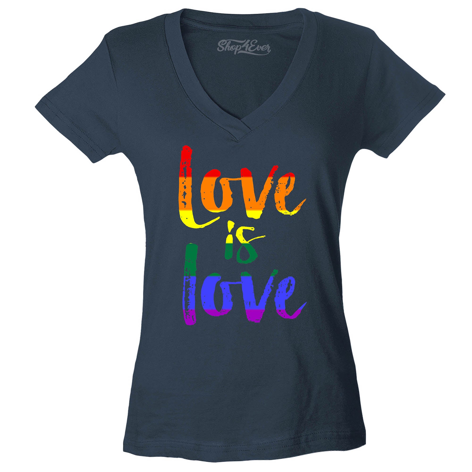 Love is Love Women's V-Neck T-Shirt Gay Pride Shirts Slim FIT
