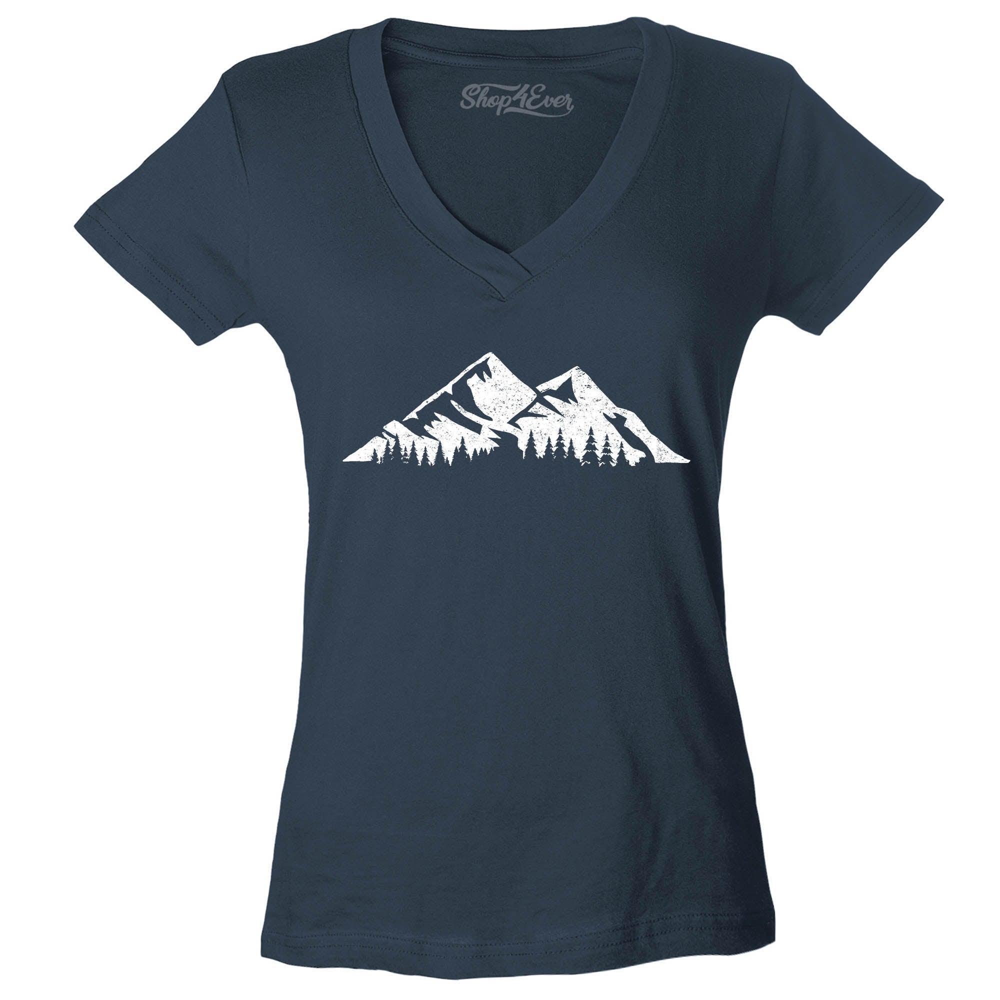 Mountains Scenery Nature Wildlife Women's V-Neck T-Shirt Slim Fit
