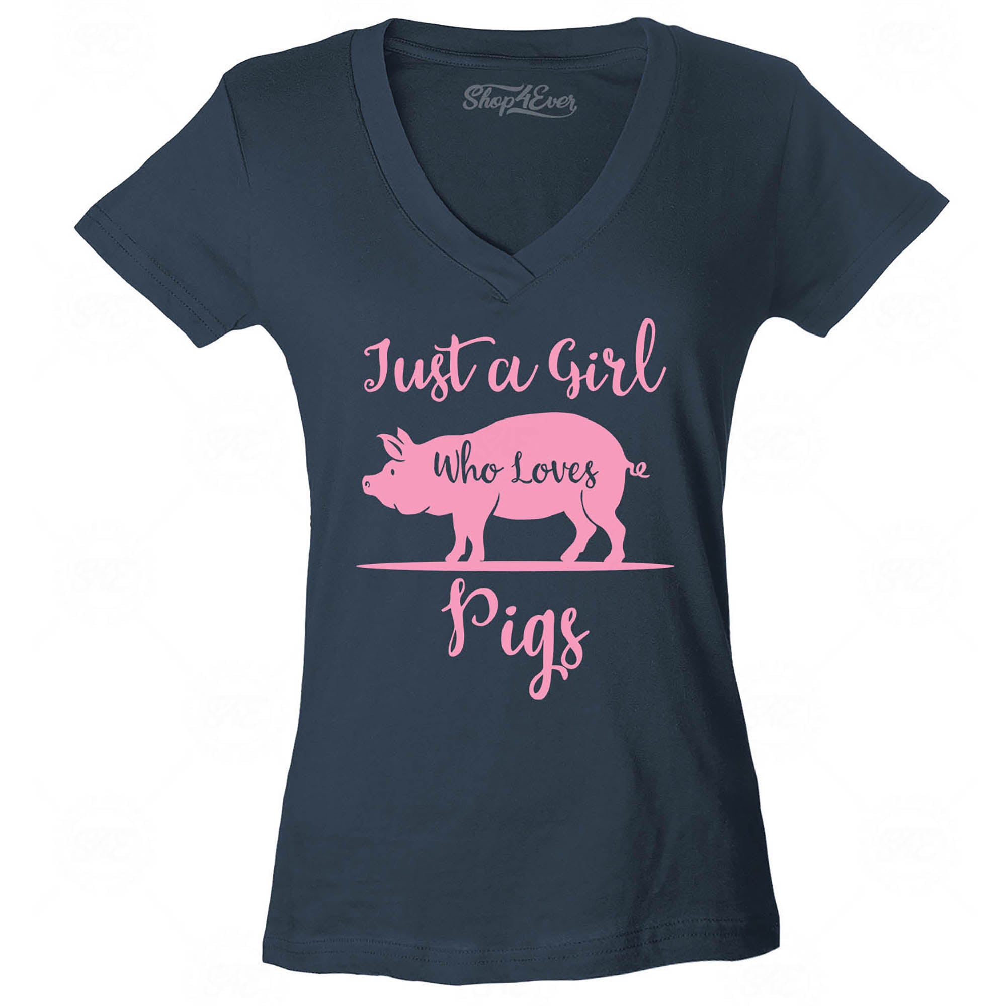 Just A Girl Who Loves Pigs Women's V-Neck T-Shirt Slim Fit