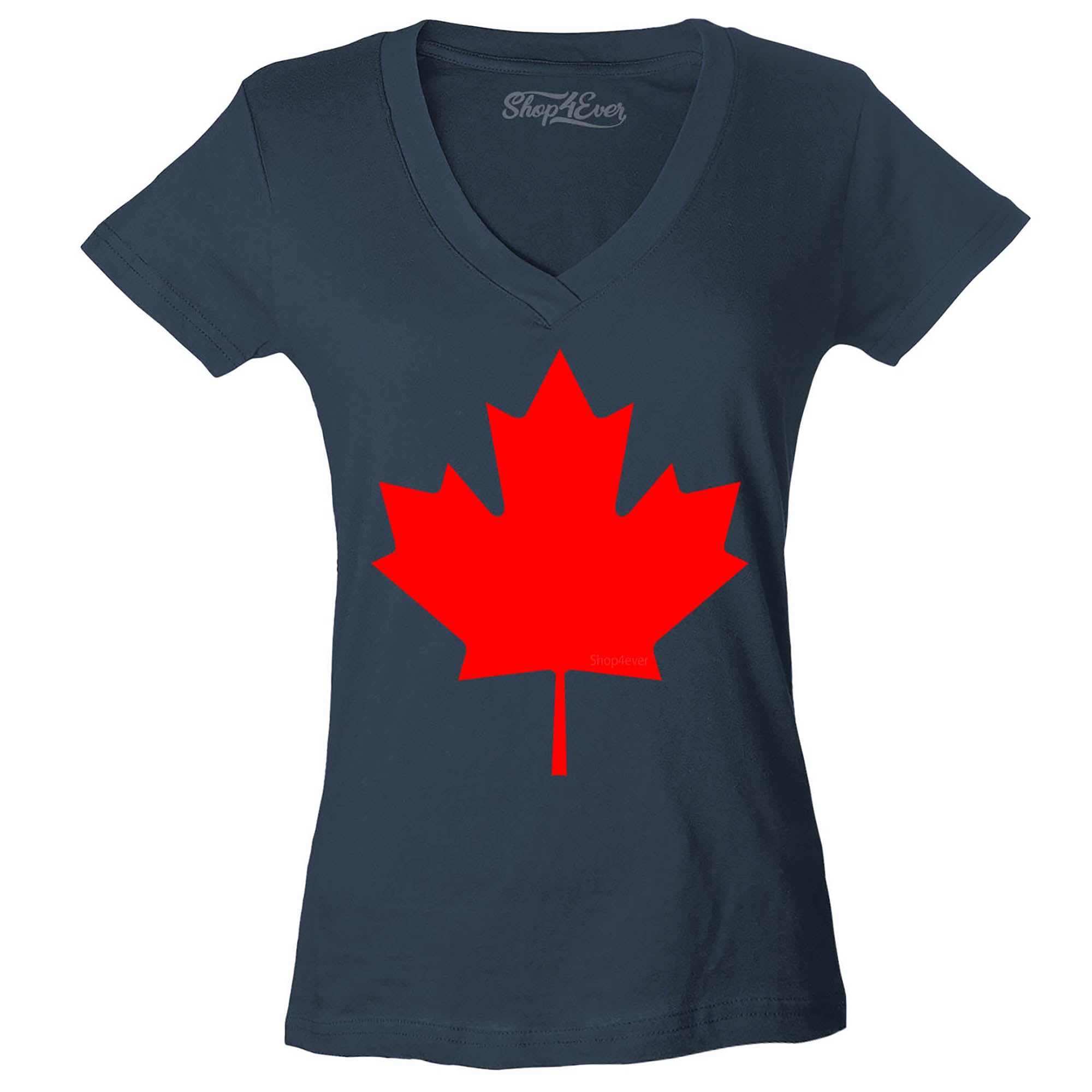 Canada Red Leaf Women's V-Neck T-Shirt Slim FIT