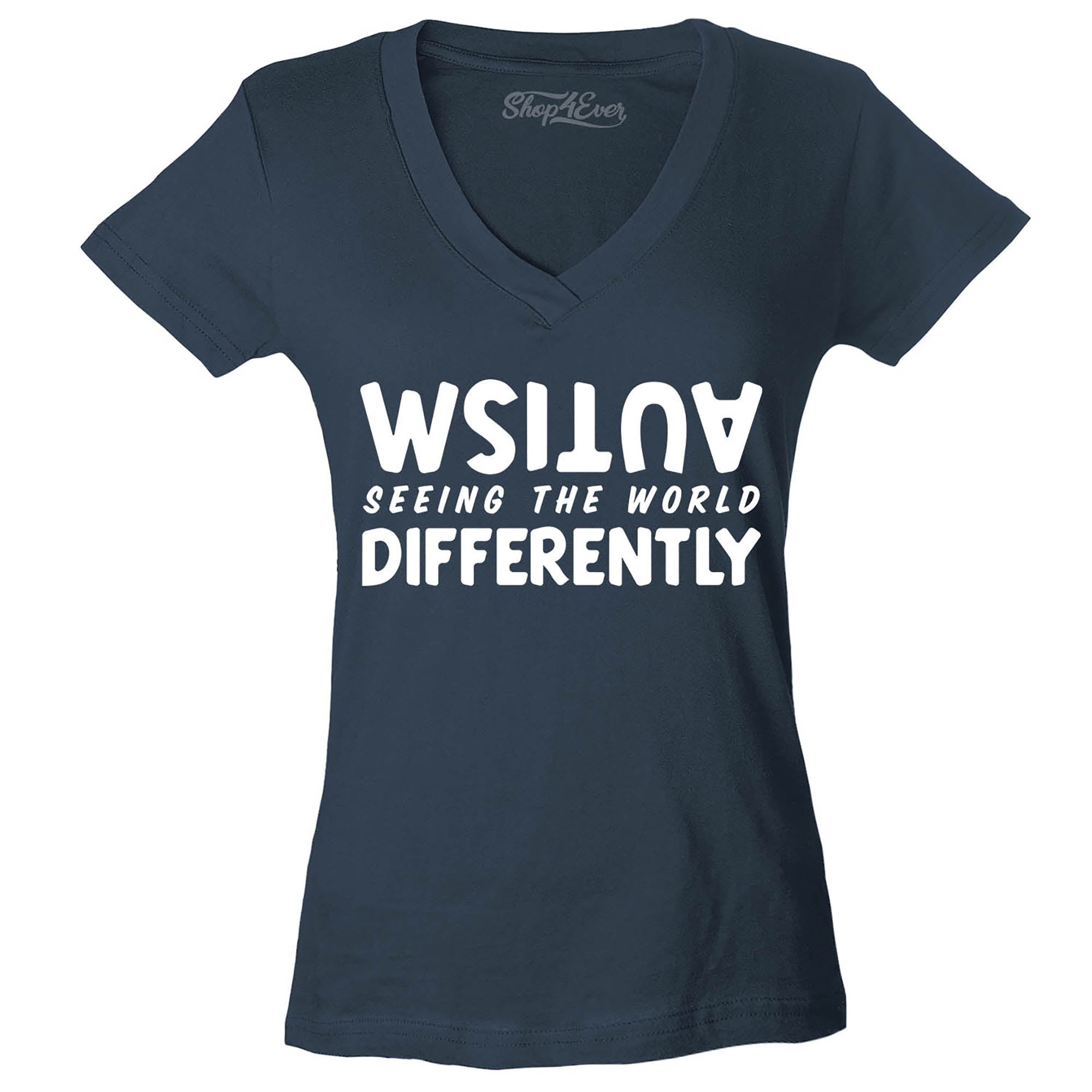 Autism Seeing The World Differently Women's V-Neck T-Shirt Slim Fit