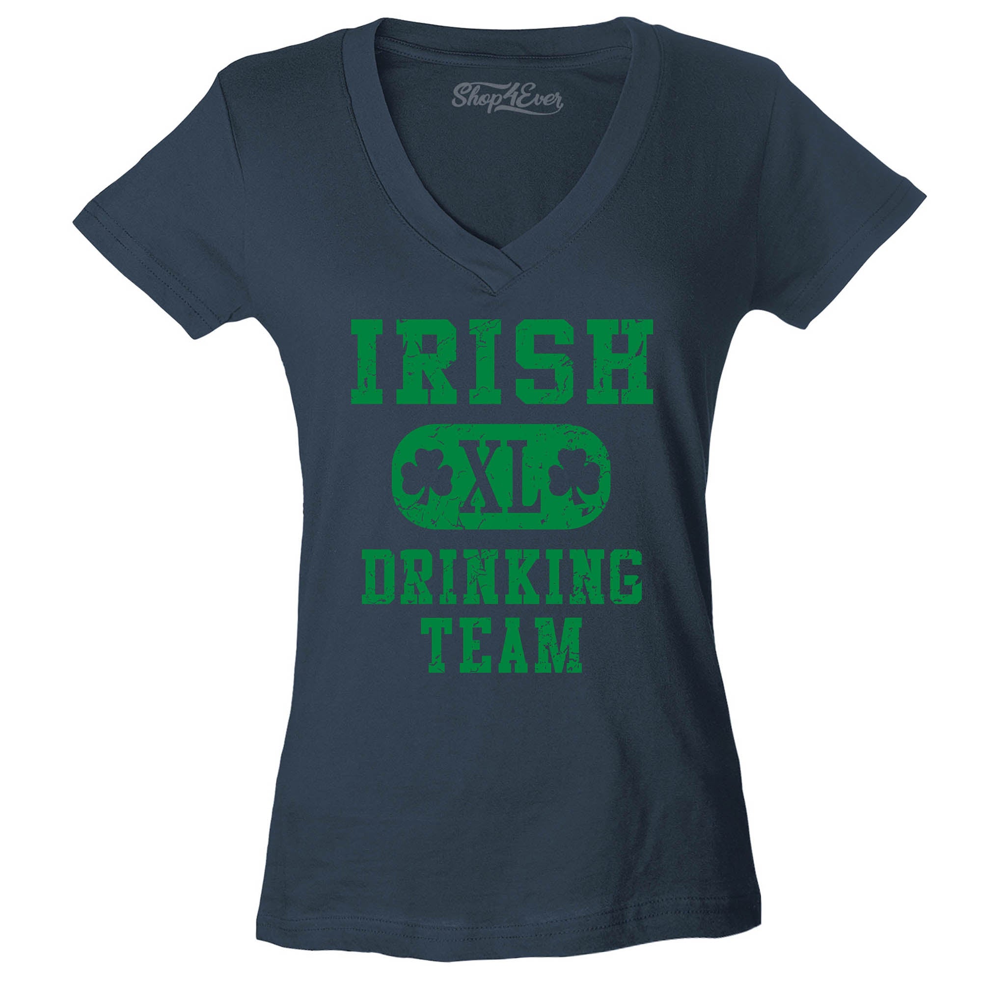 Irish Drinking Team Women's V-Neck T-Shirt St. Patrick's Day Shirts Slim FIT