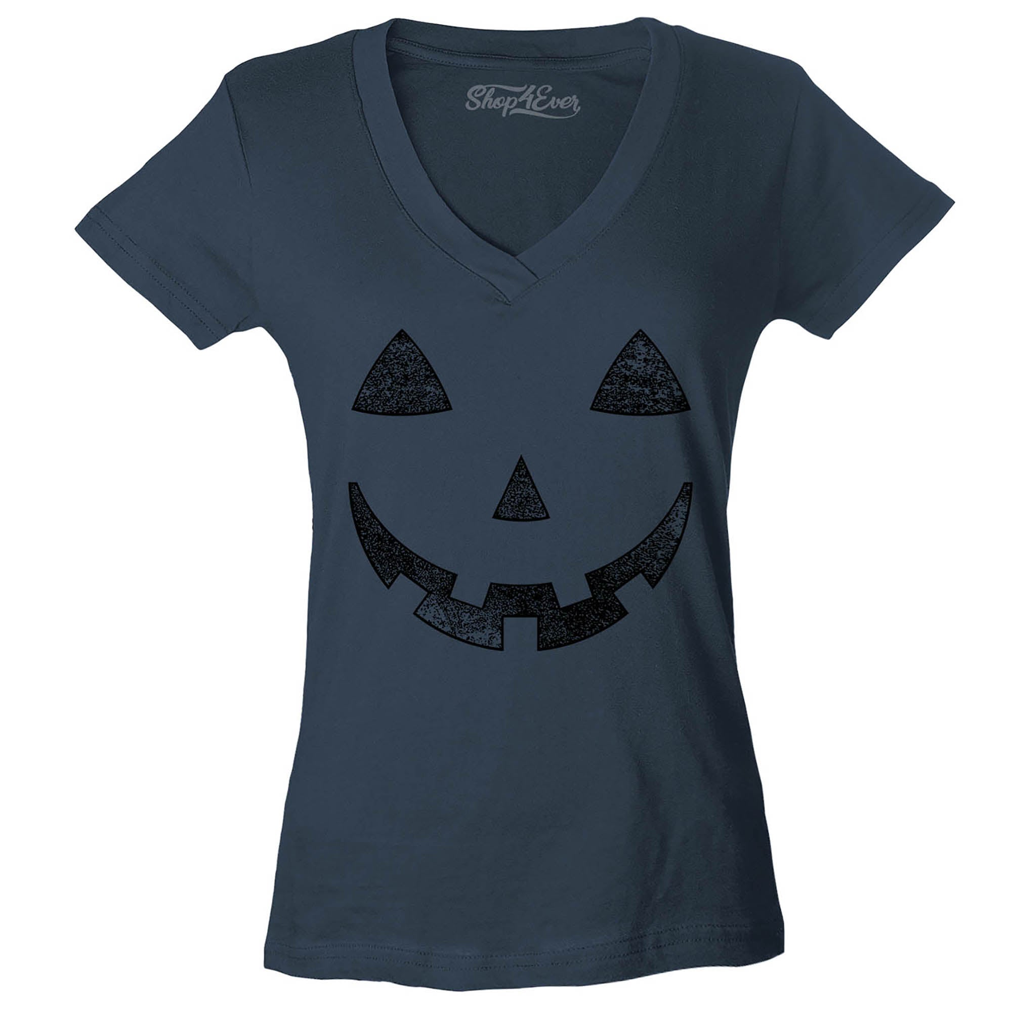 ack O' Lantern Halloween Pumpkin Costume Women's V-Neck T-Shirt Slim Fit