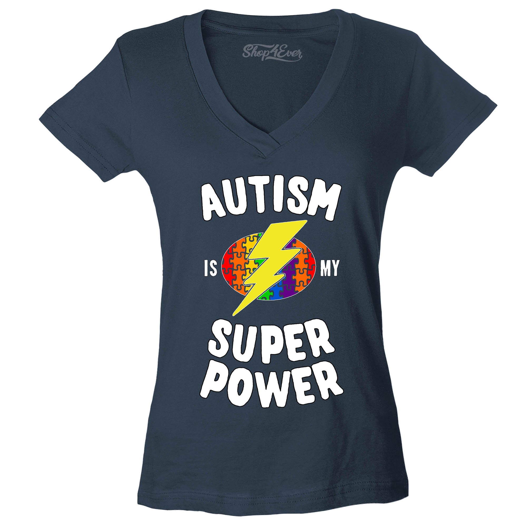 Autism is My Super Power Women's V-Neck T-Shirt Autism Awareness Shirts