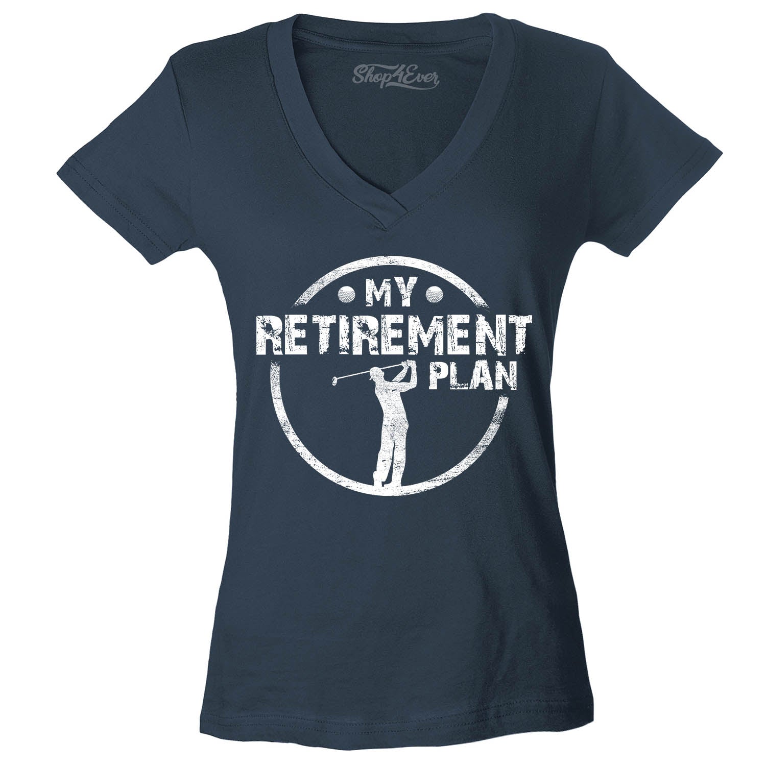 My Retirement Plan Golfing Women's V-Neck T-Shirt Slim Fit
