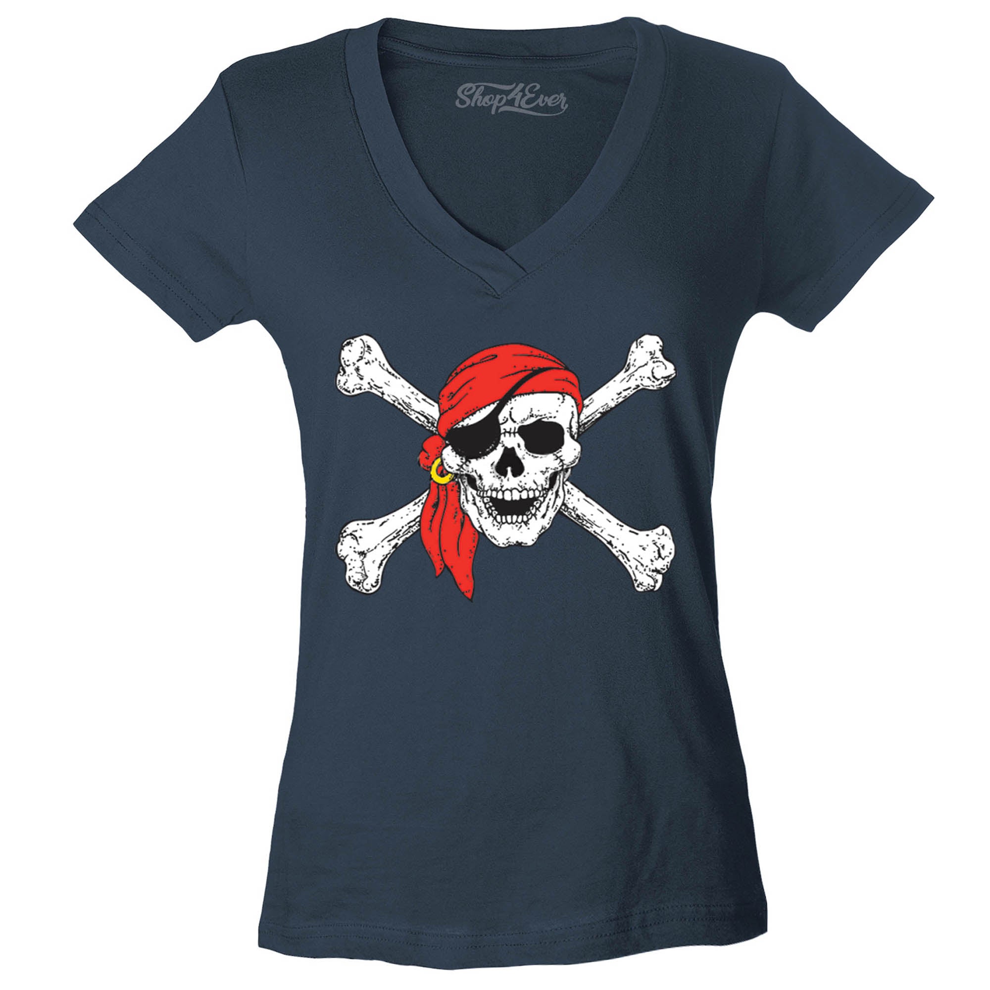 Pirate Buccaneer Costume Women's V-Neck T-Shirt Slim FIT