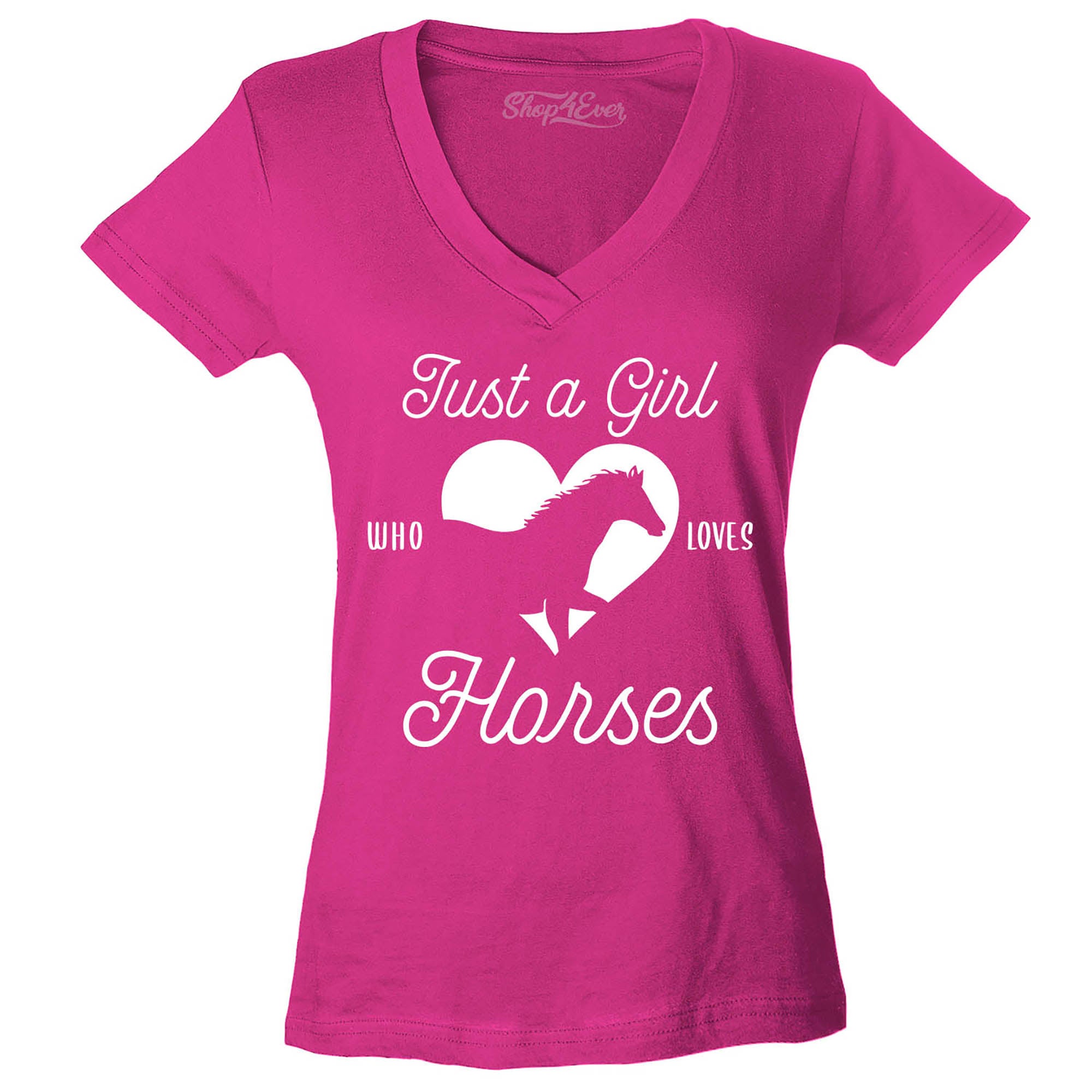 Just A Girl Who Loves Horses Women's V-Neck T-Shirt Slim Fit