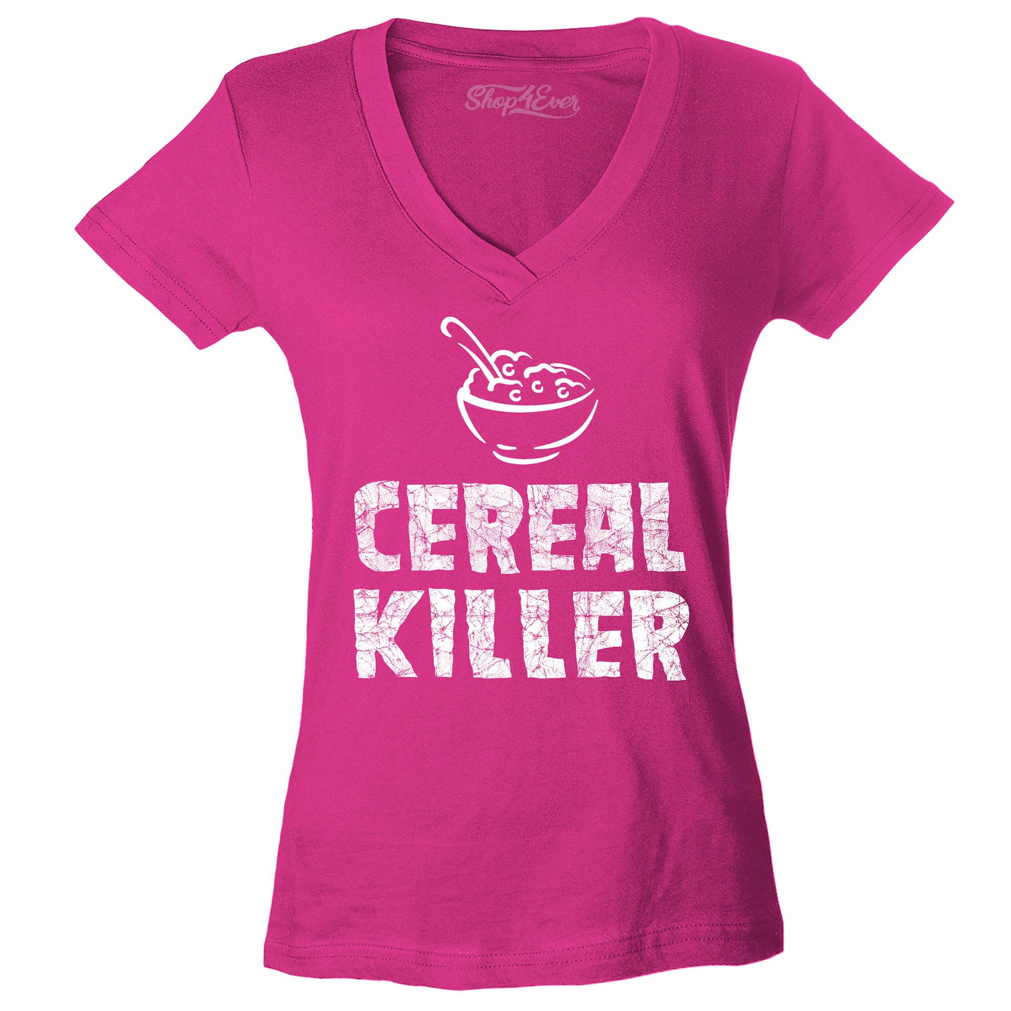 Cereal Killer Women's V-Neck T-Shirt Funny Shirts Slim FIT