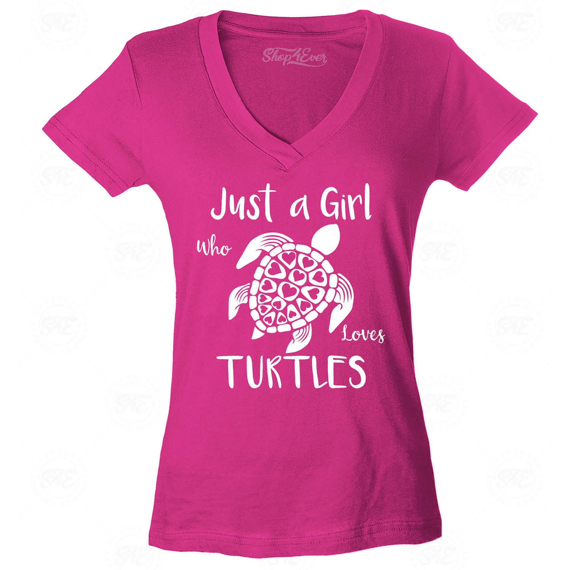 Just A Girl Who Loves Turtles Women's V-Neck T-Shirt Slim Fit
