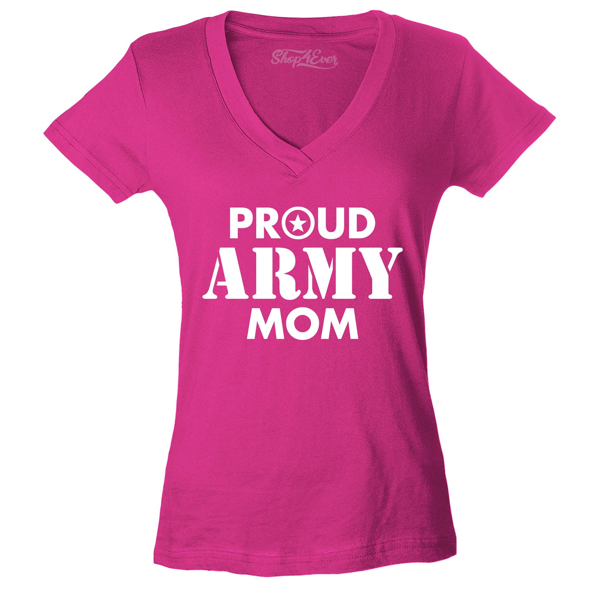 Proud Army Mom Women's V-Neck T-Shirt Slim Fit