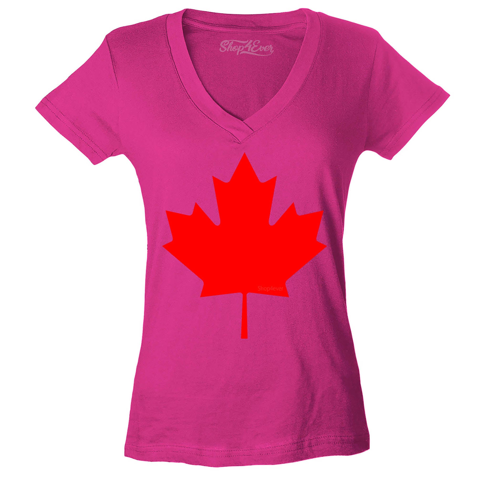 Canada Red Leaf Women's V-Neck T-Shirt Slim FIT