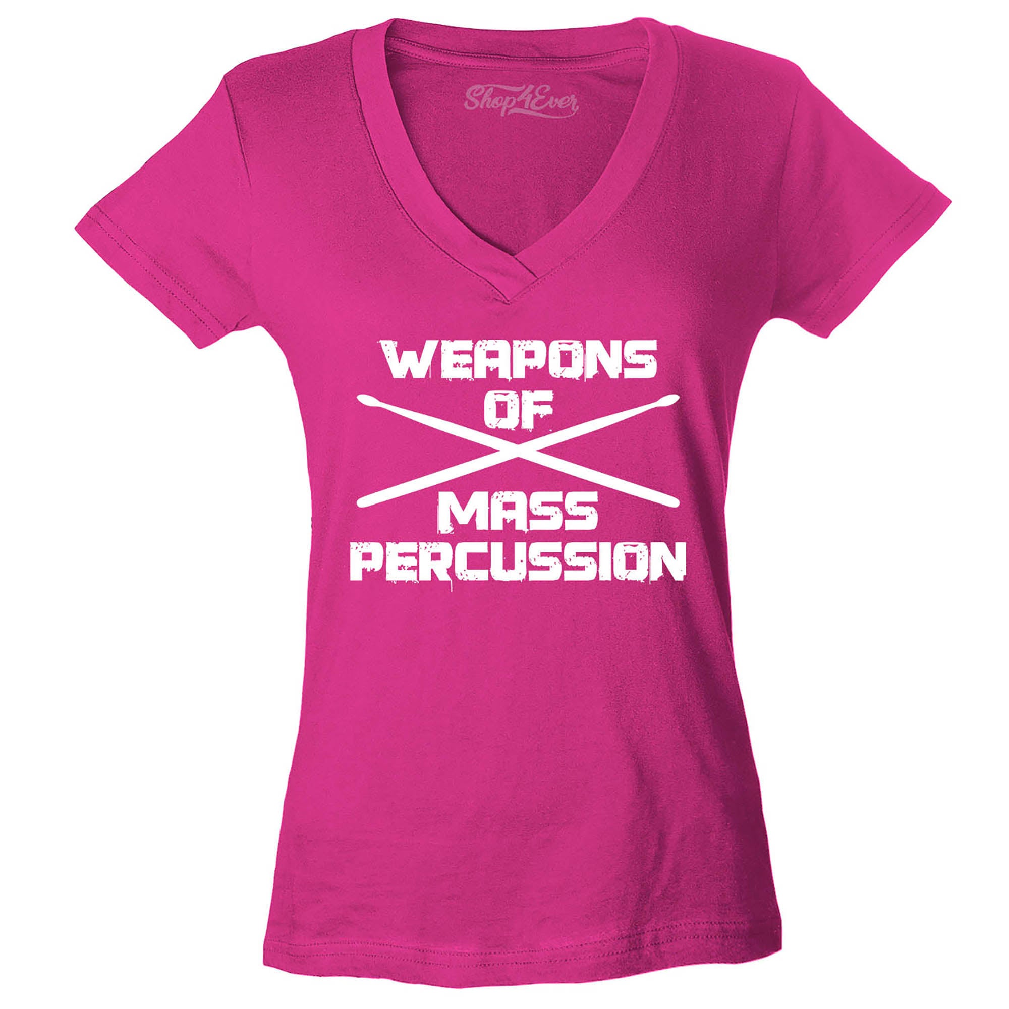 Weapons of Mass Percussion Drumsticks Drummer Women's V-Neck T-Shirt Slim Fit