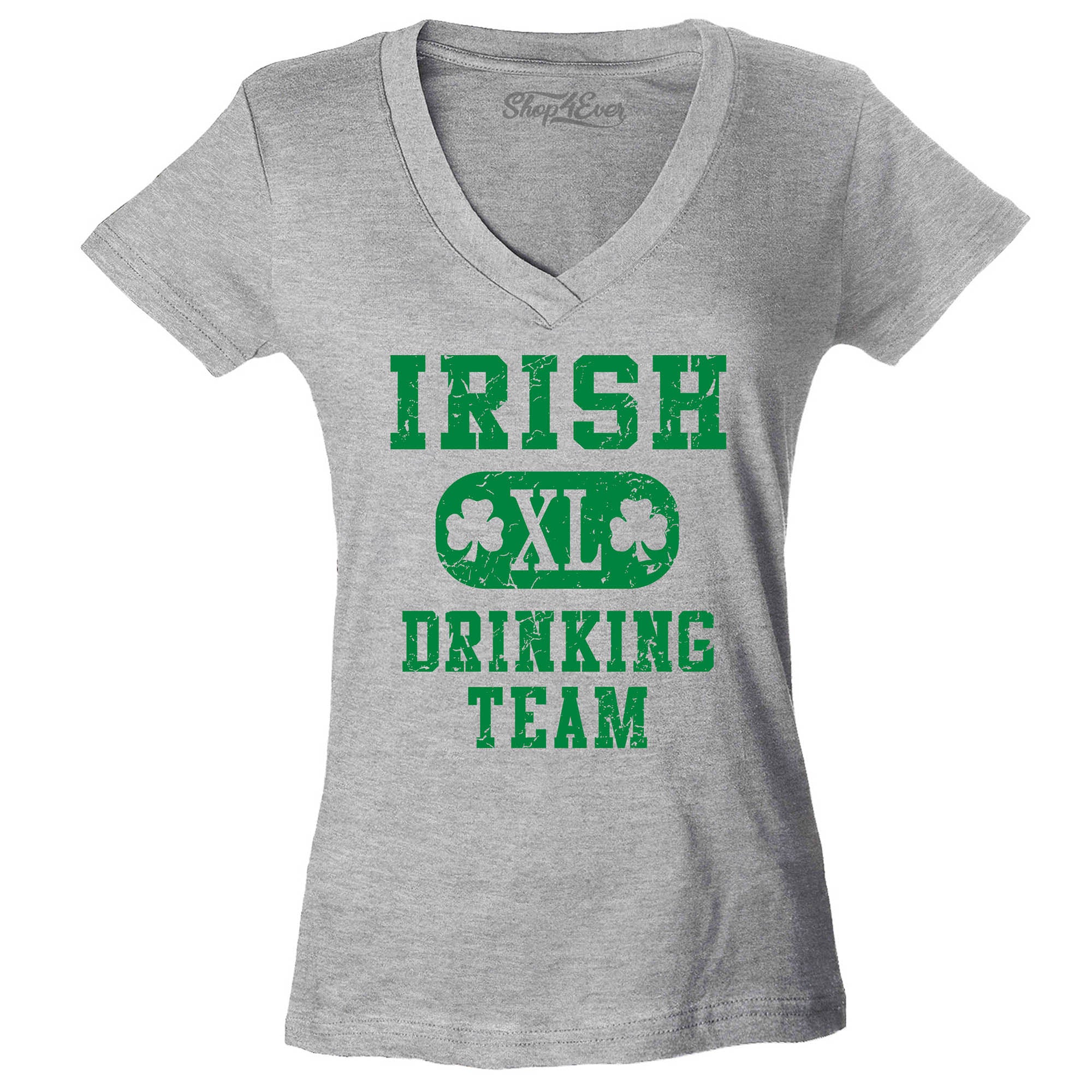 Irish Drinking Team Women's V-Neck T-Shirt St. Patrick's Day Shirts Slim FIT