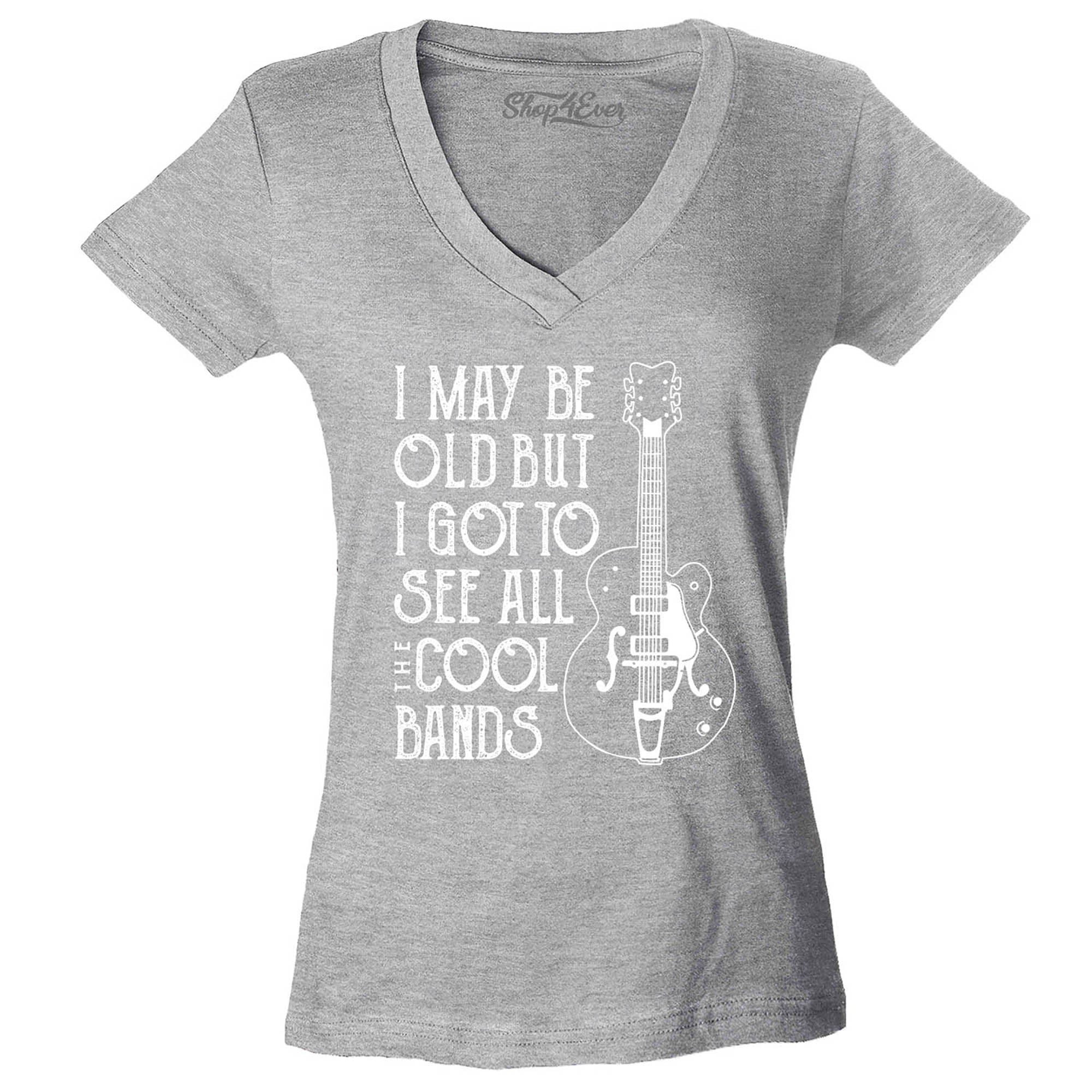 I May be Old but I Got to See All The Cool Bands Women's V-Neck T-Shirt Slim Fit