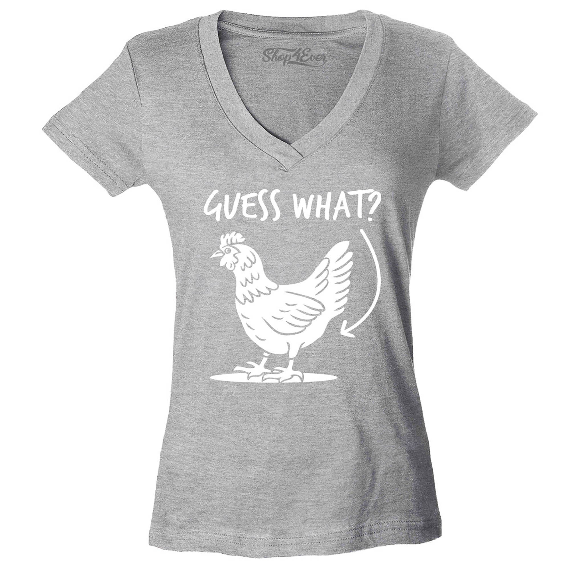 Guess What? Chicken Butt Women's V-Neck T-Shirt Slim Fit