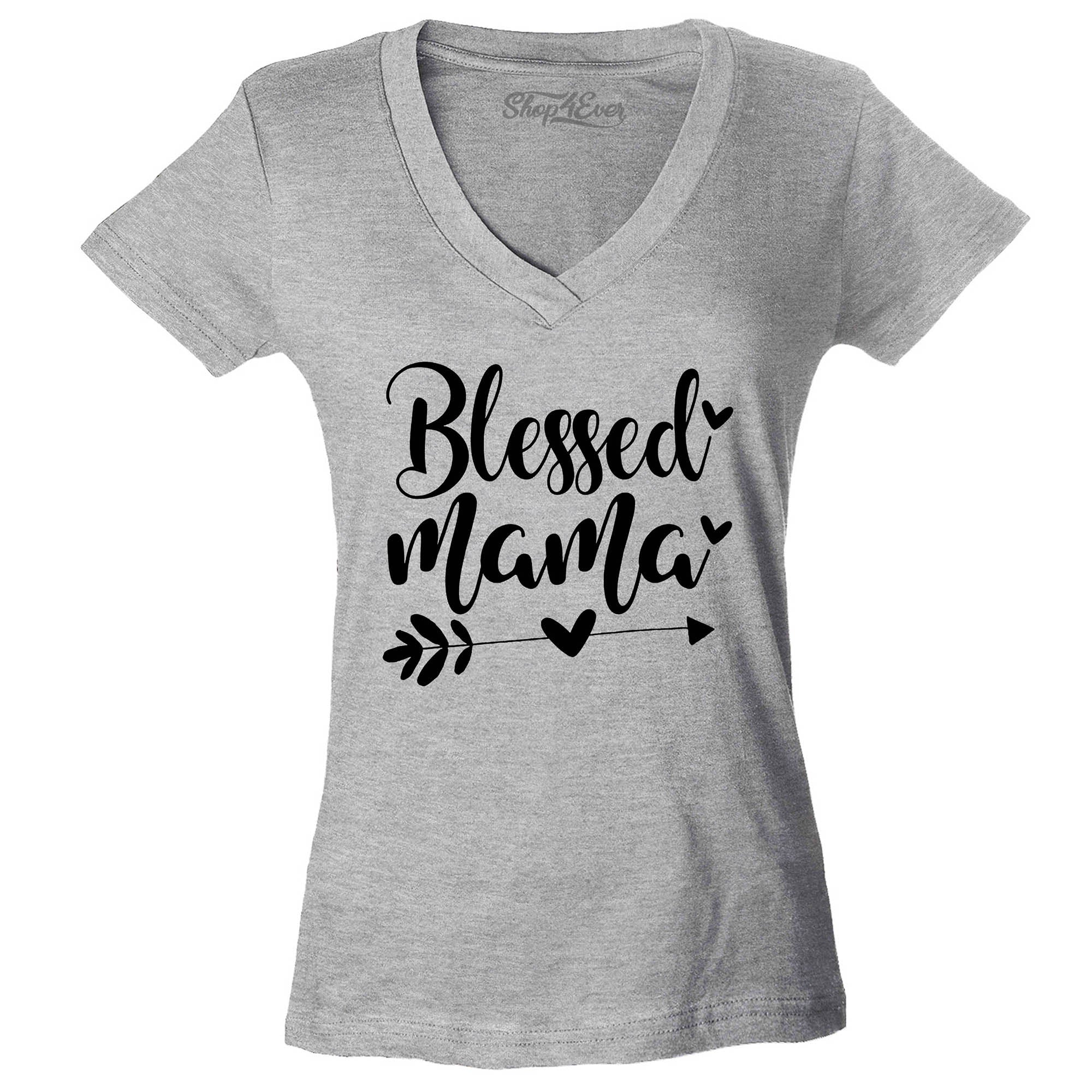 Blessed Mama Women's V-Neck T-Shirt