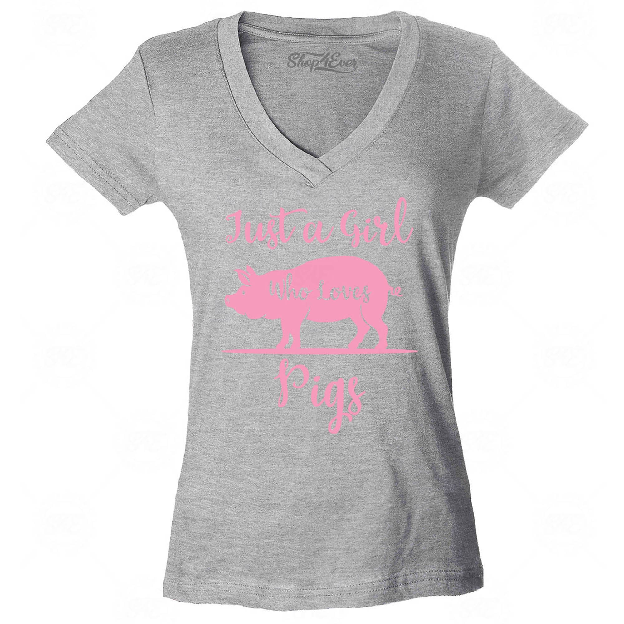 Just A Girl Who Loves Pigs Women's V-Neck T-Shirt Slim Fit
