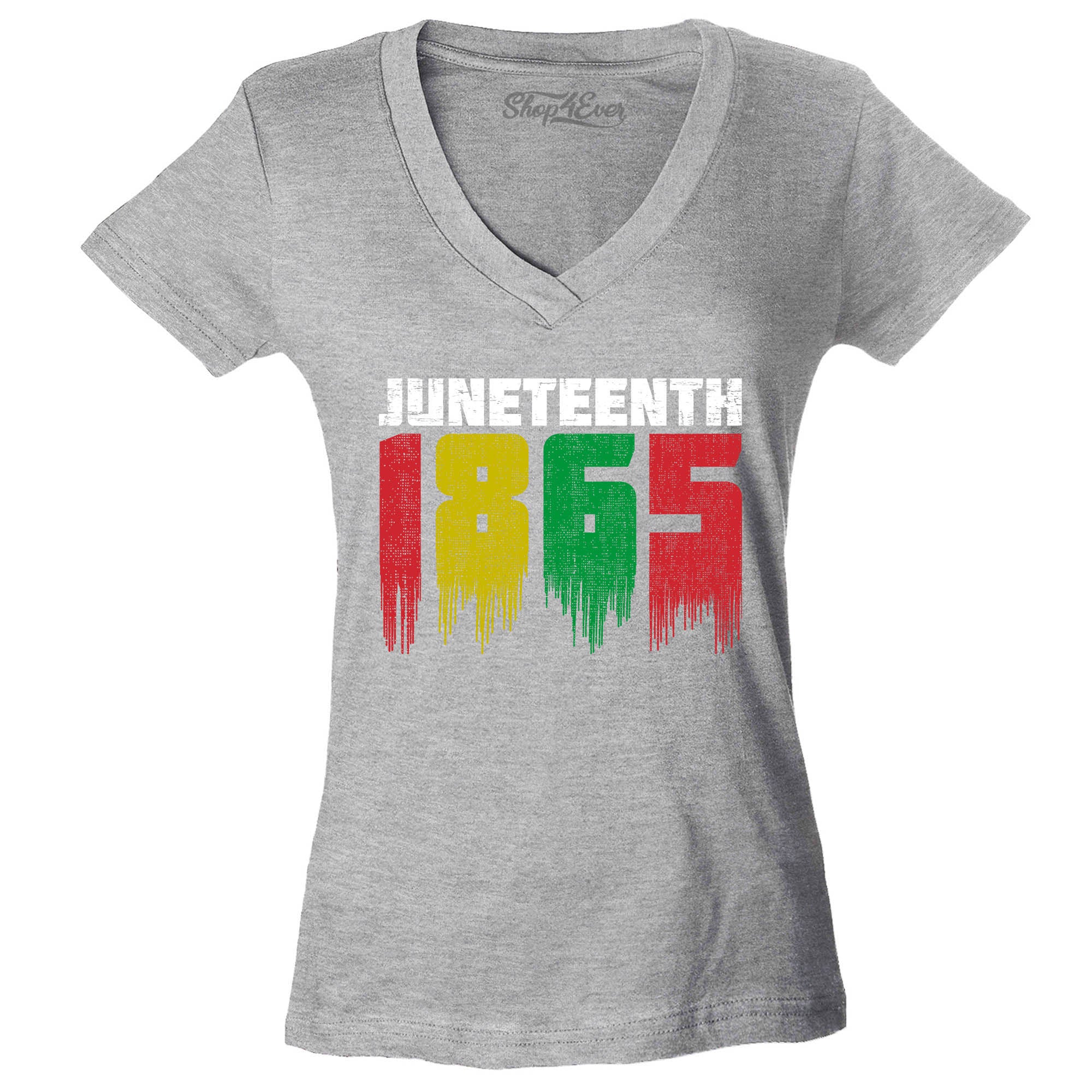Juneteenth 1865 Dripping June 19th Women's V-Neck T-Shirt Slim Fit
