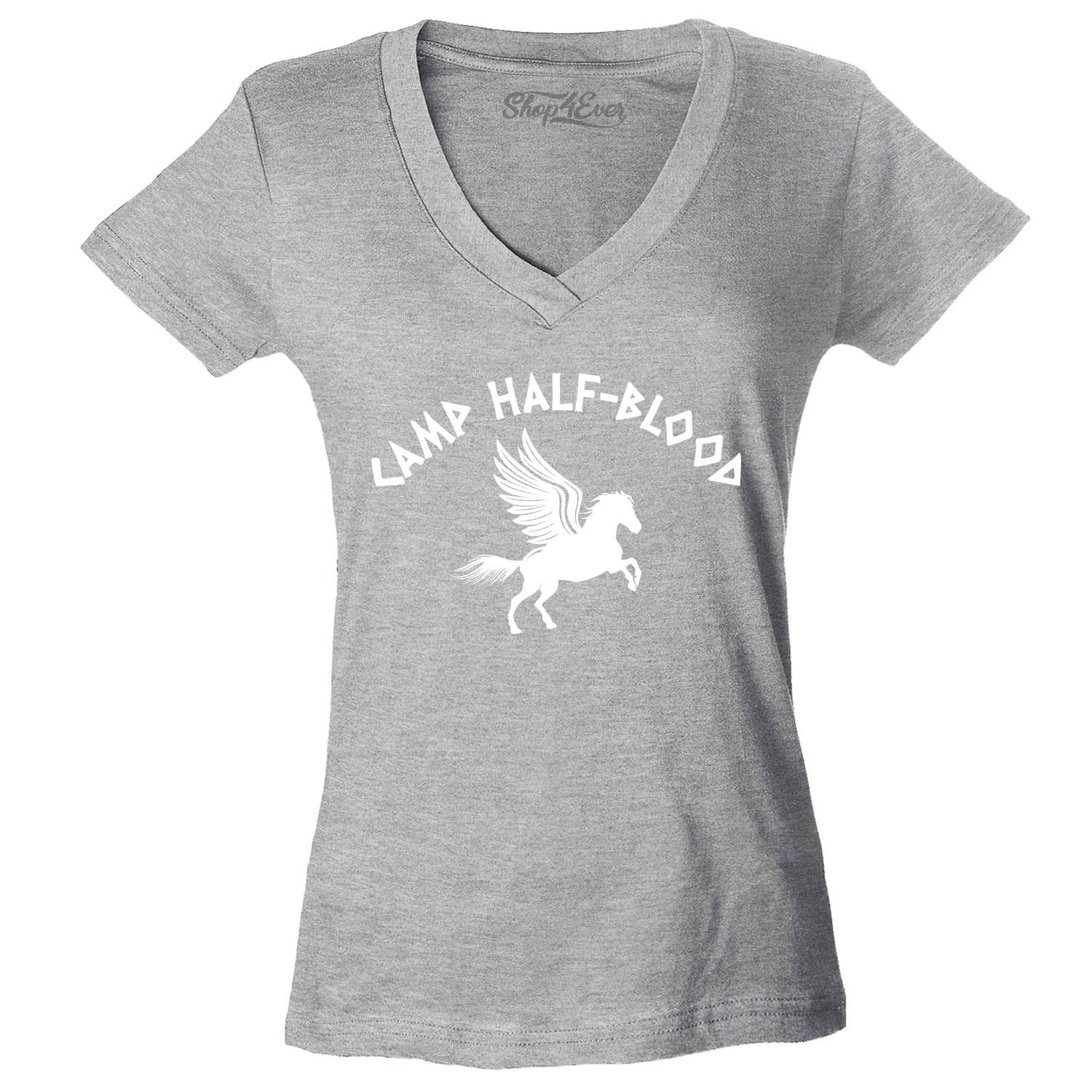 Camp Half Blood White Women's V-Neck T-Shirt Slim FIT