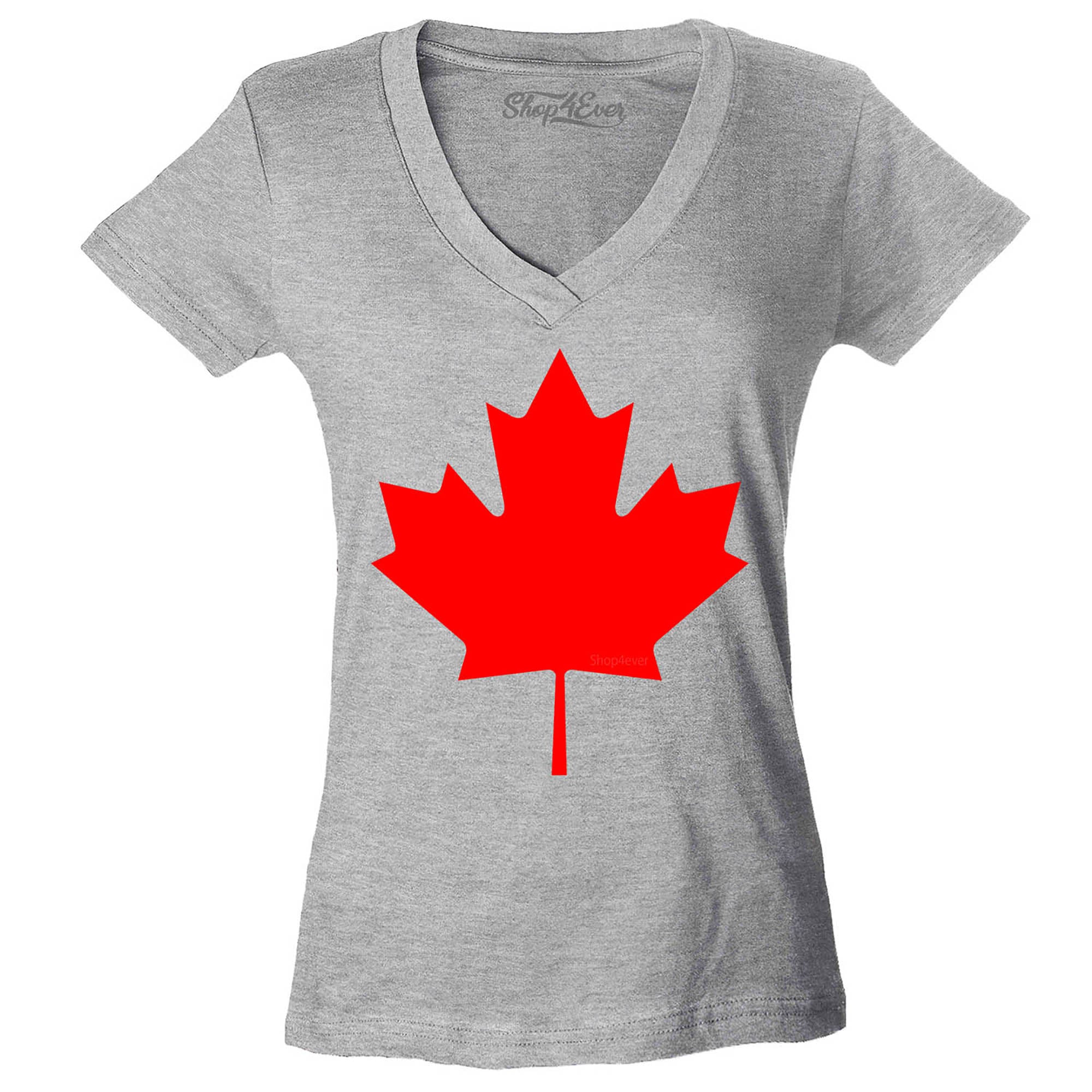 Canada Red Leaf Women's V-Neck T-Shirt Slim FIT