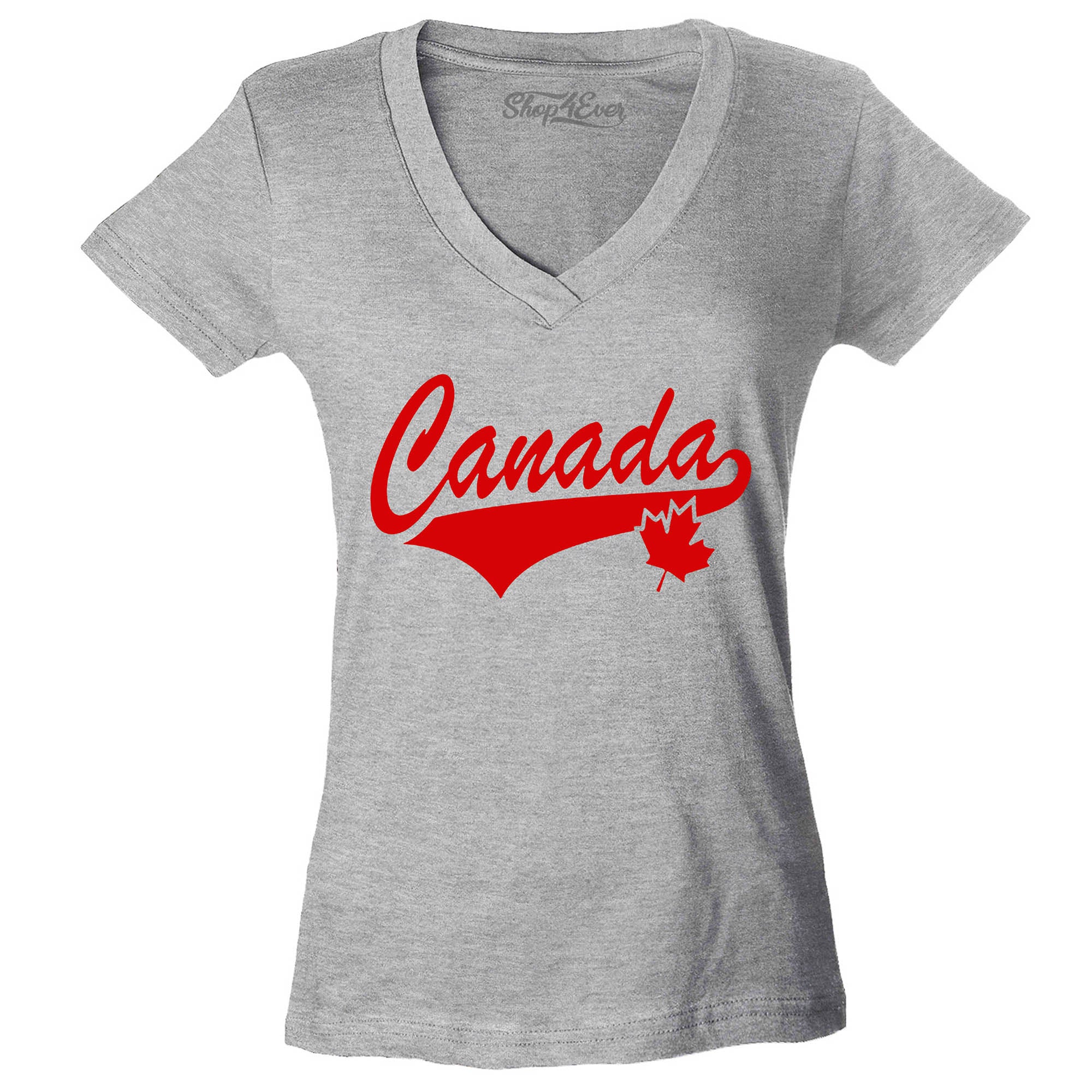 Canada Red Women's V-Neck T-Shirt Slim FIT