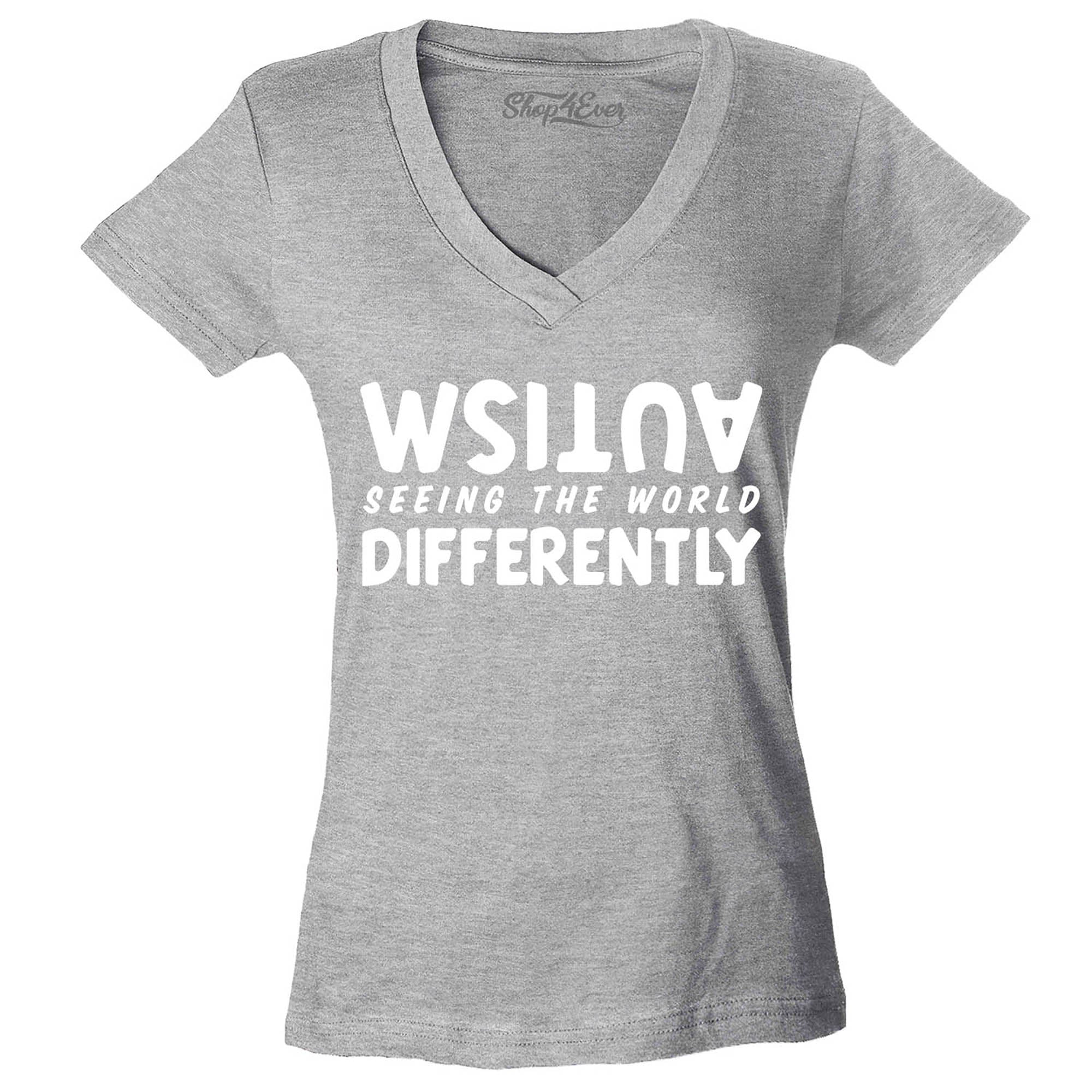 Autism Seeing The World Differently Women's V-Neck T-Shirt Slim Fit