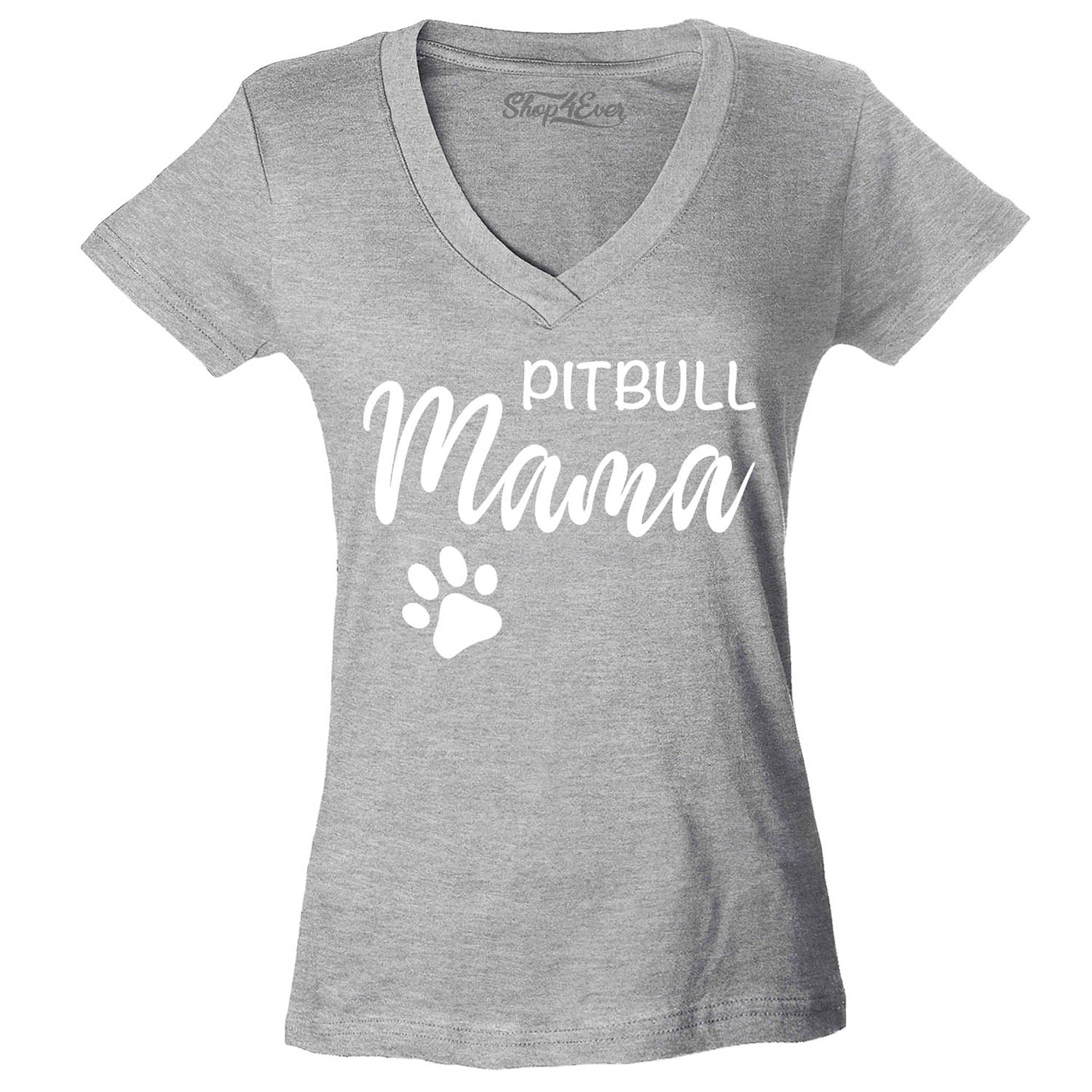 Pitbull Mama Women's V-Neck T-Shirt Slim Fit