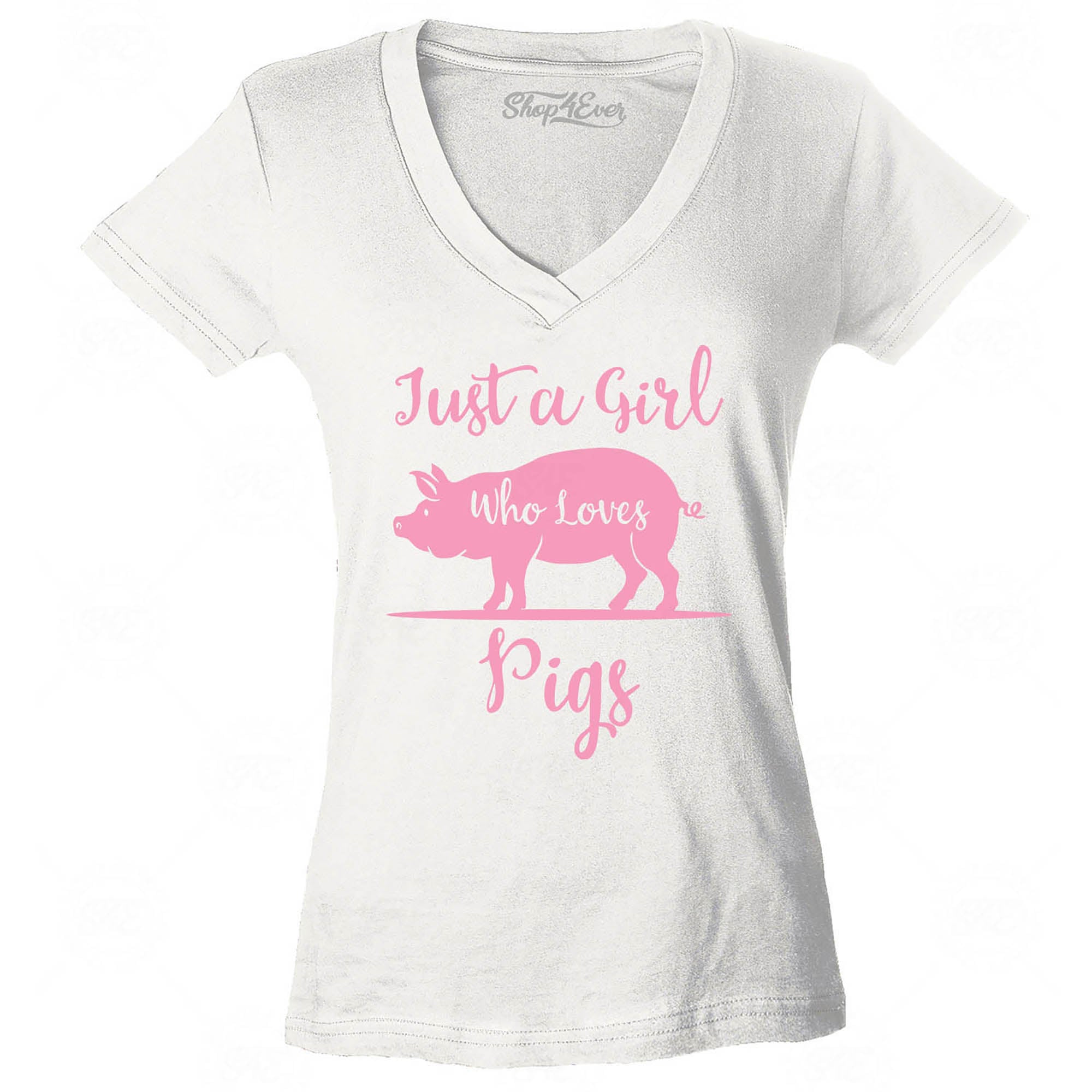 Just A Girl Who Loves Pigs Women's V-Neck T-Shirt Slim Fit