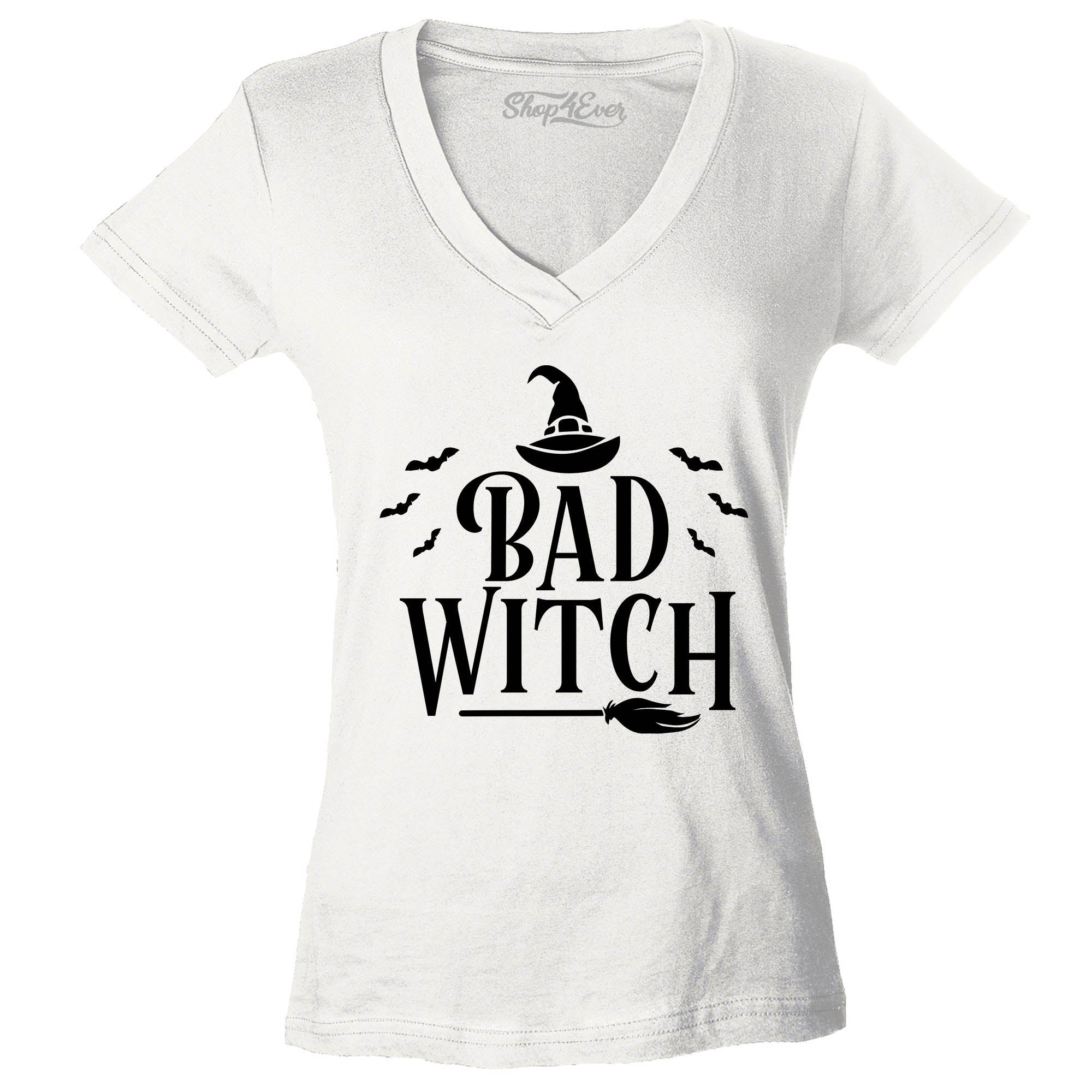 Good Witch ~ Bad Witch Matching Halloween Costume Women's V-Neck T-Shirt Slim Fit